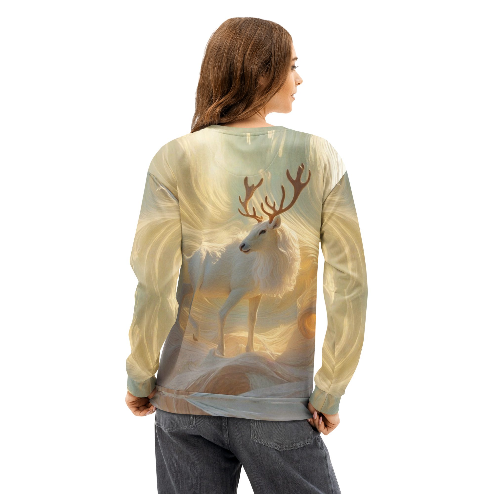 Ascent of the Sunlit Stag — Unisex Cotton Sweatshirt - Image 8