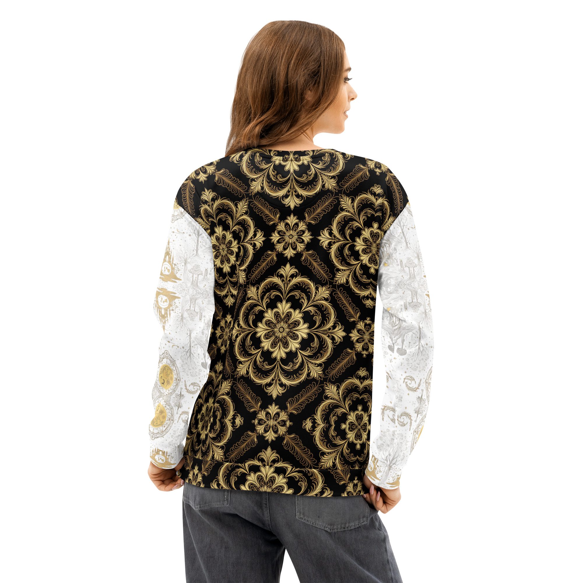 The Archivist’s Garden Bound in Ink and Gold — Unisex Cotton Sweatshirt - Image 3