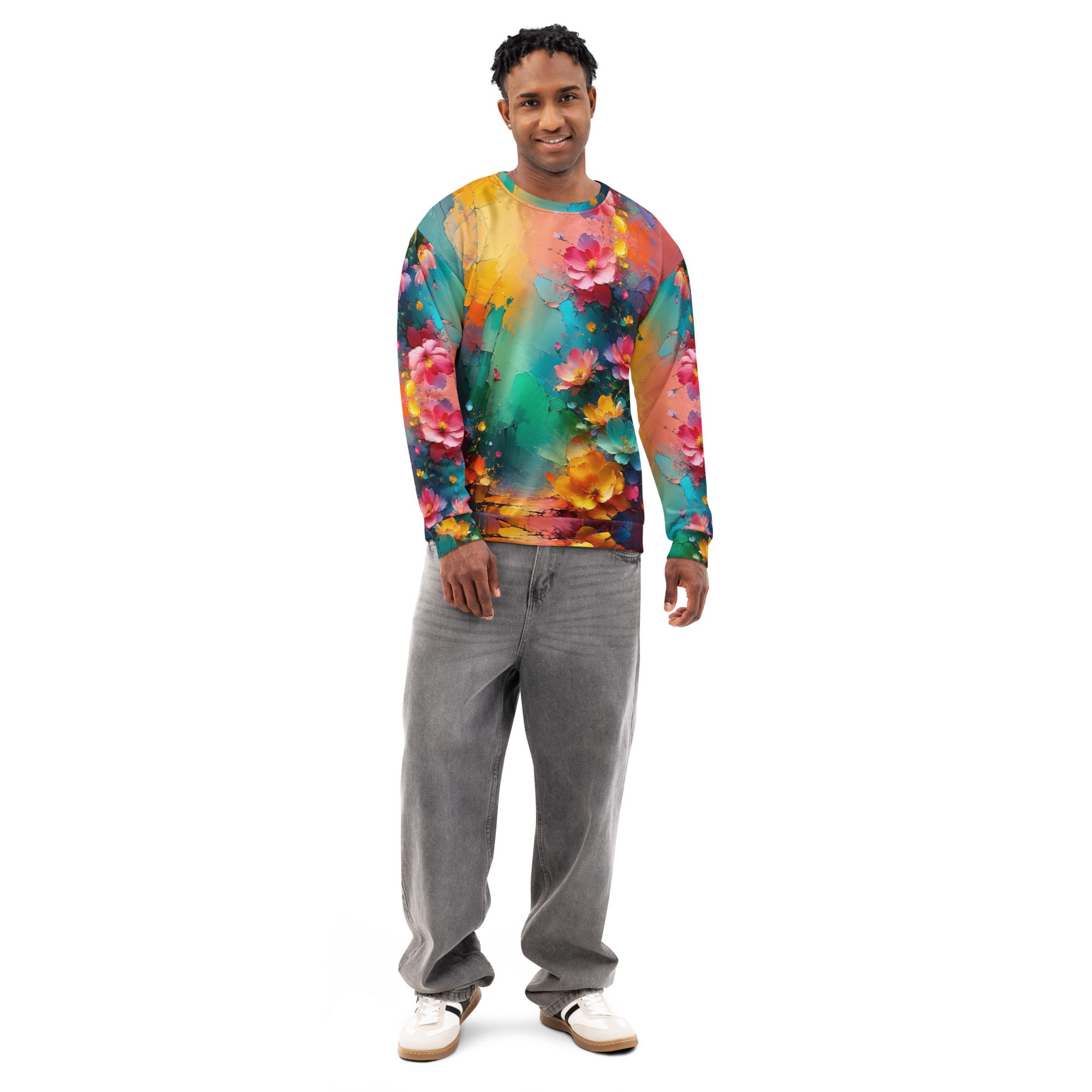 Petals of the Vivid Realm — Unisex Cotton Sweatshirt - Image 3
