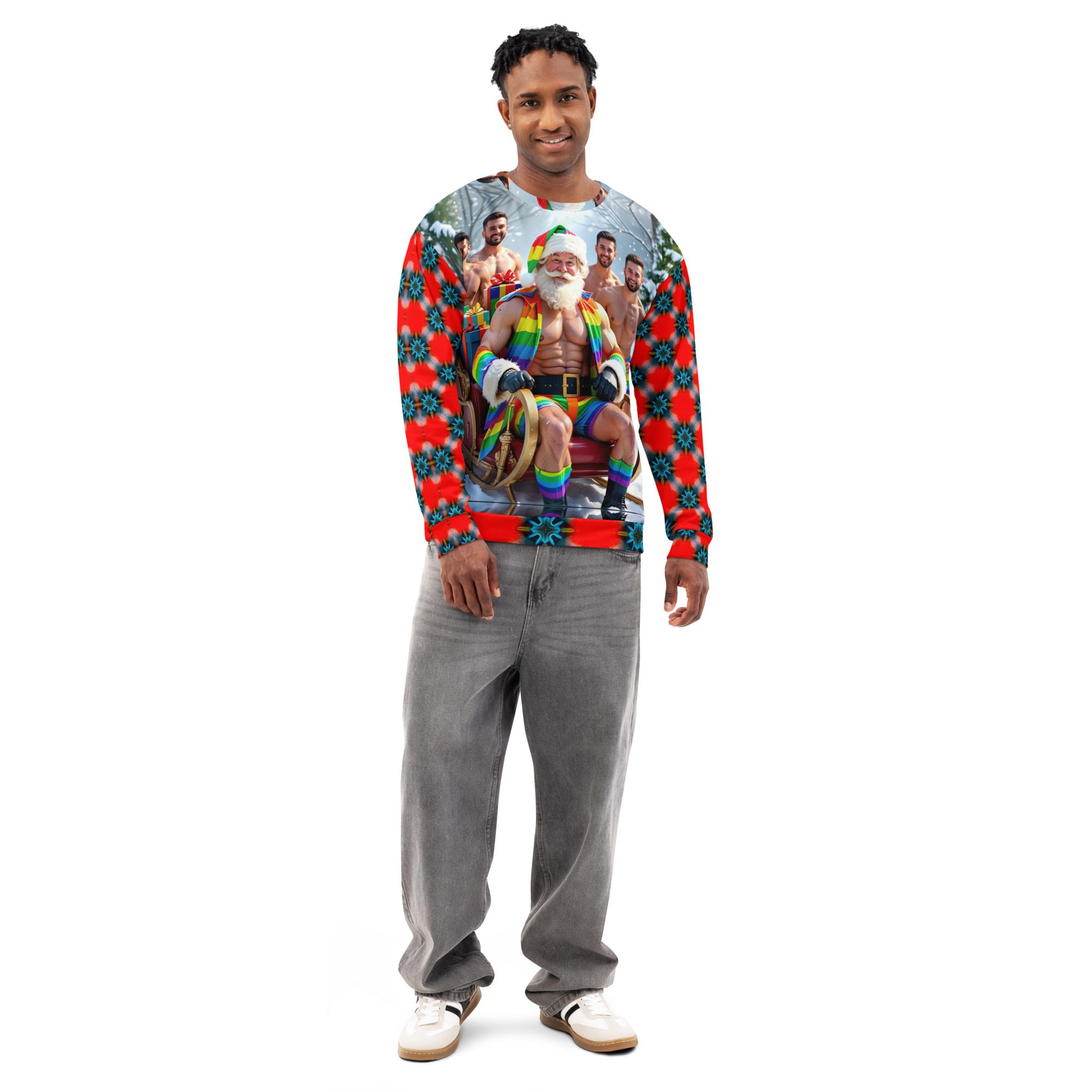 Mr. Claus and His Merry Men – Unisex Cotton Sweatshirt - Image 4