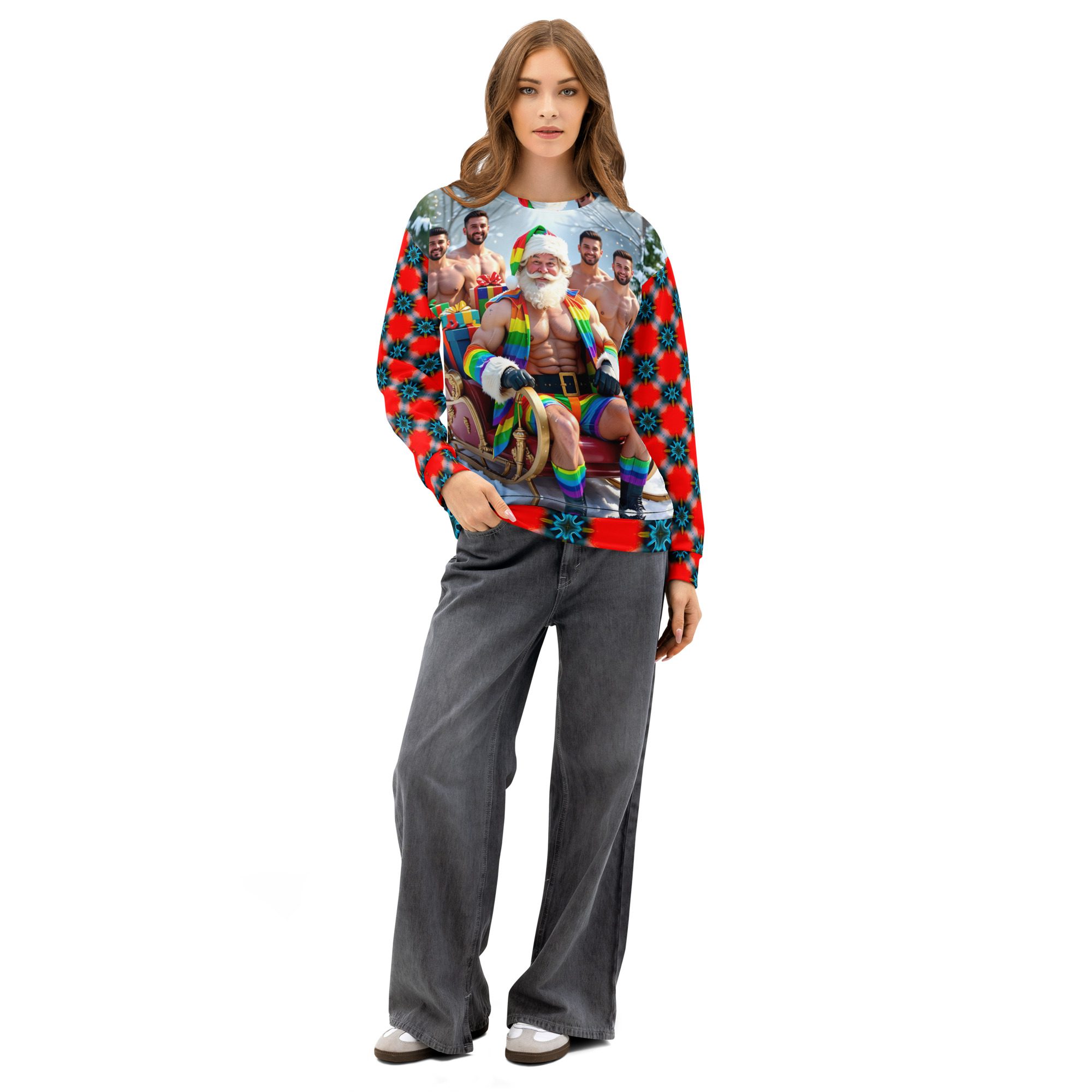 Mr. Claus and His Merry Men – Unisex Cotton Sweatshirt - Image 7