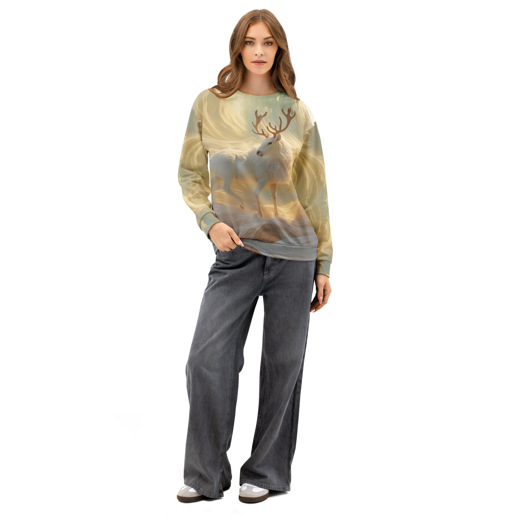 Ascent of the Sunlit Stag — Unisex Cotton Sweatshirt - Image 7