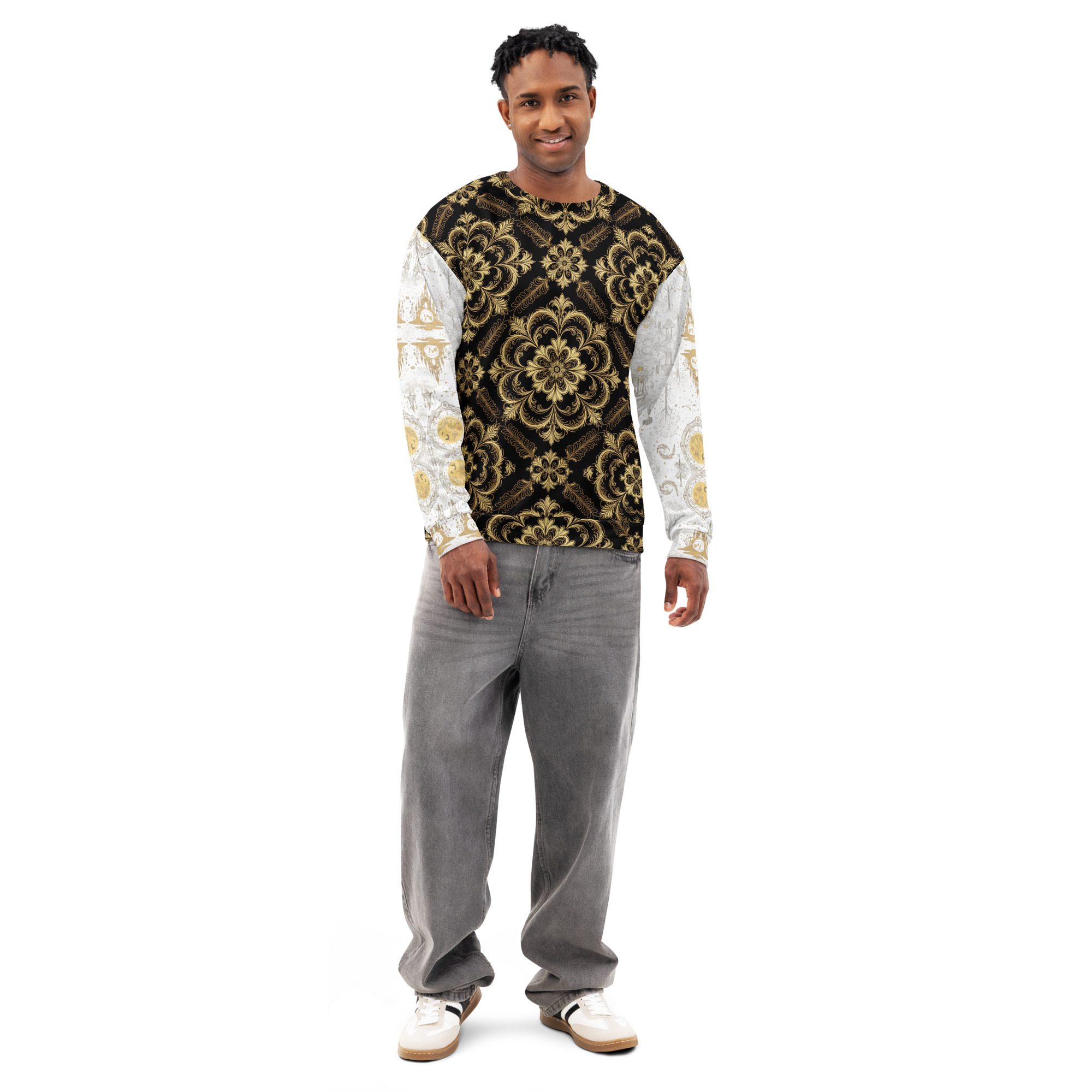 The Archivist’s Garden Bound in Ink and Gold — Unisex Cotton Sweatshirt - Image 4