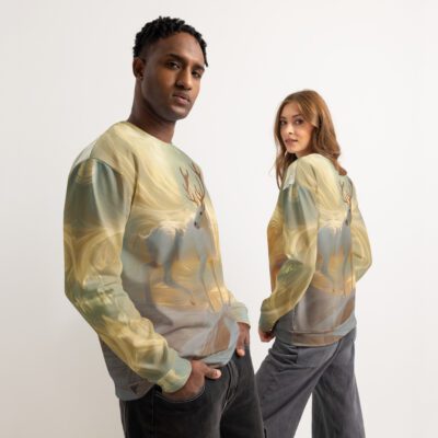 Ascent of the Sunlit Stag — Unisex Cotton Sweatshirt