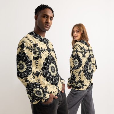 The Black Floral Codex of the Old World — Unisex Cotton Sweatshirt