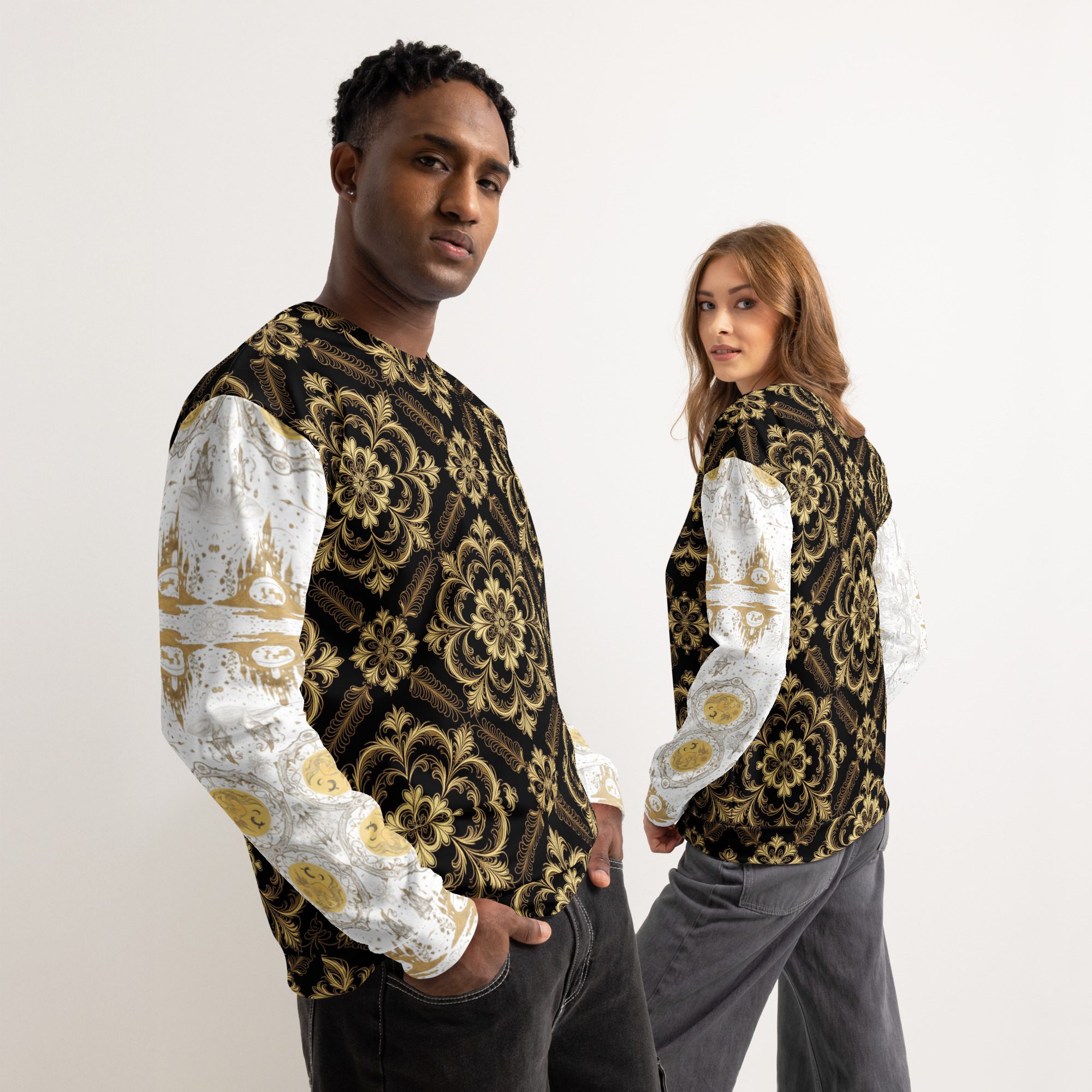 The Archivist’s Garden Bound in Ink and Gold — Unisex Cotton Sweatshirt - Image 8