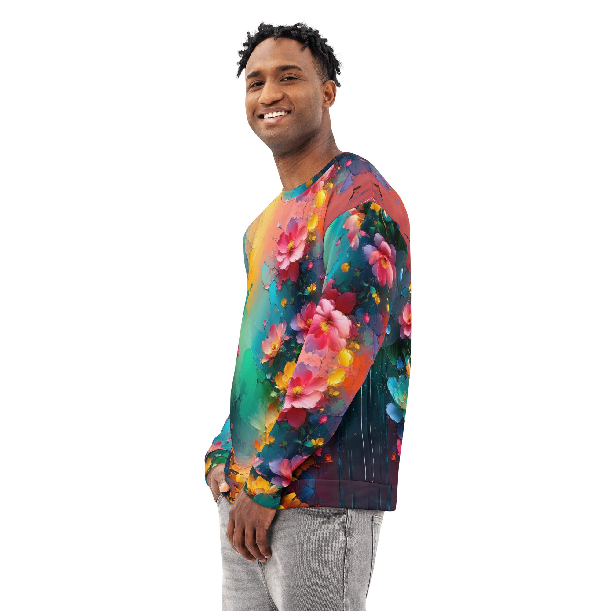 Petals of the Vivid Realm — Unisex Cotton Sweatshirt - Image 2