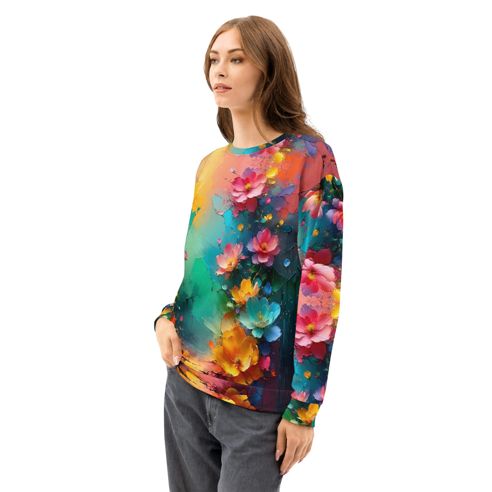 Petals of the Vivid Realm — Unisex Cotton Sweatshirt - Image 6