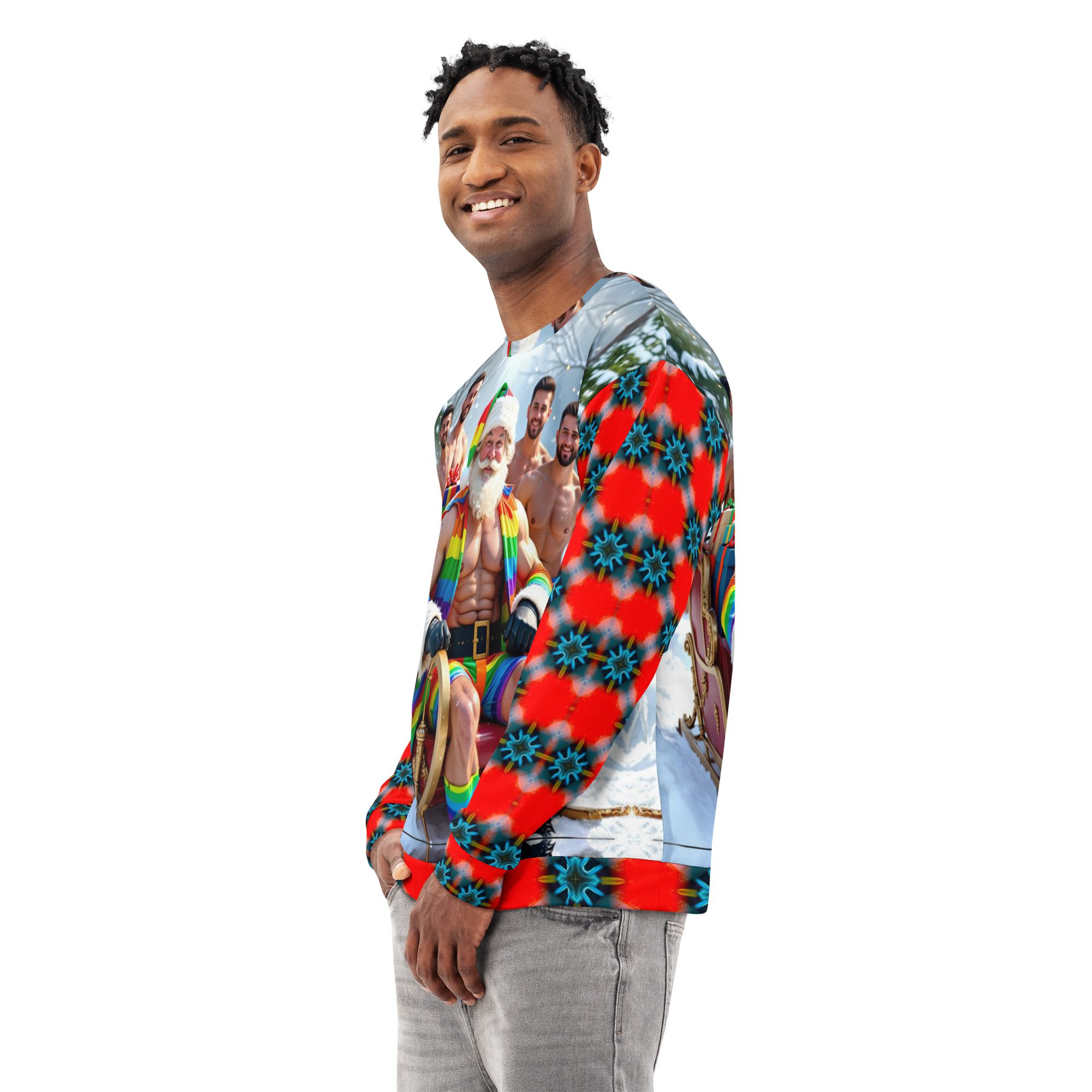 Mr. Claus and His Merry Men – Unisex Cotton Sweatshirt - Image 2