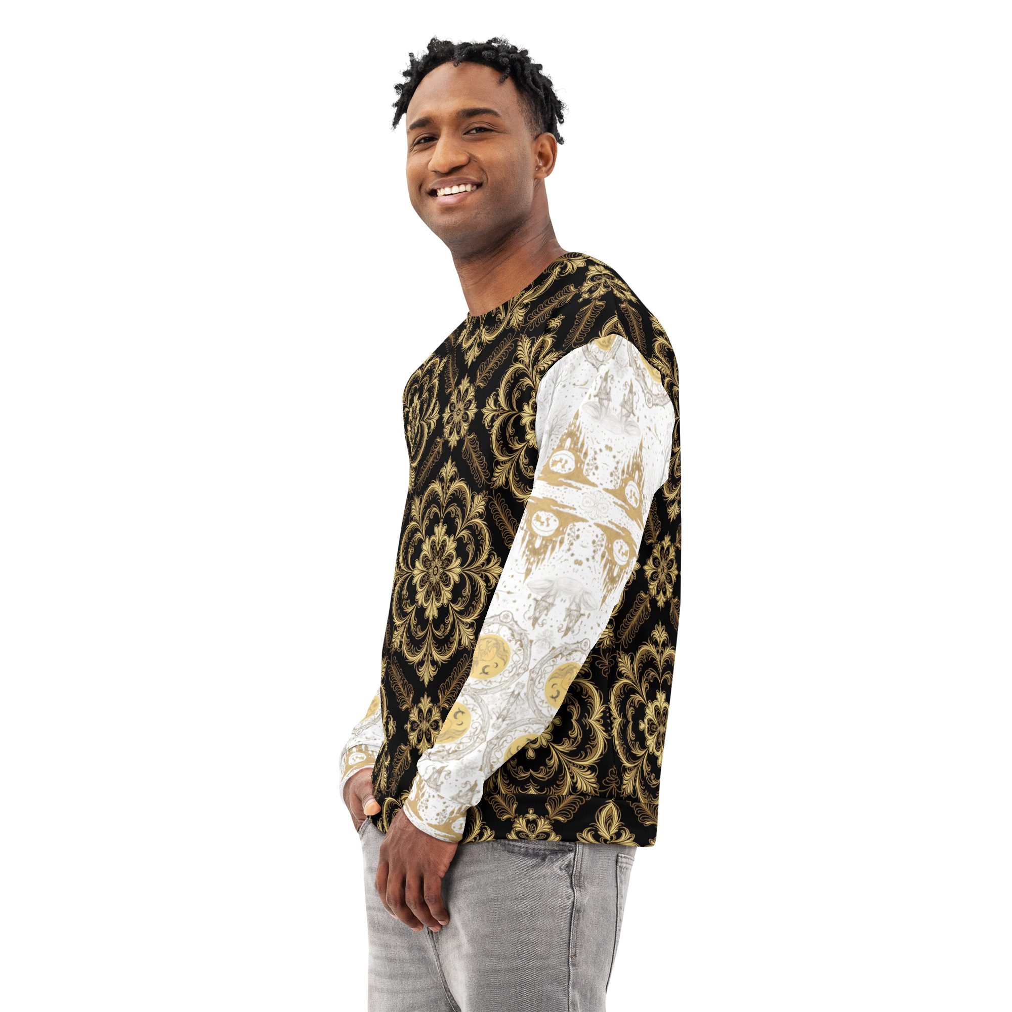 The Archivist’s Garden Bound in Ink and Gold — Unisex Cotton Sweatshirt - Image 6