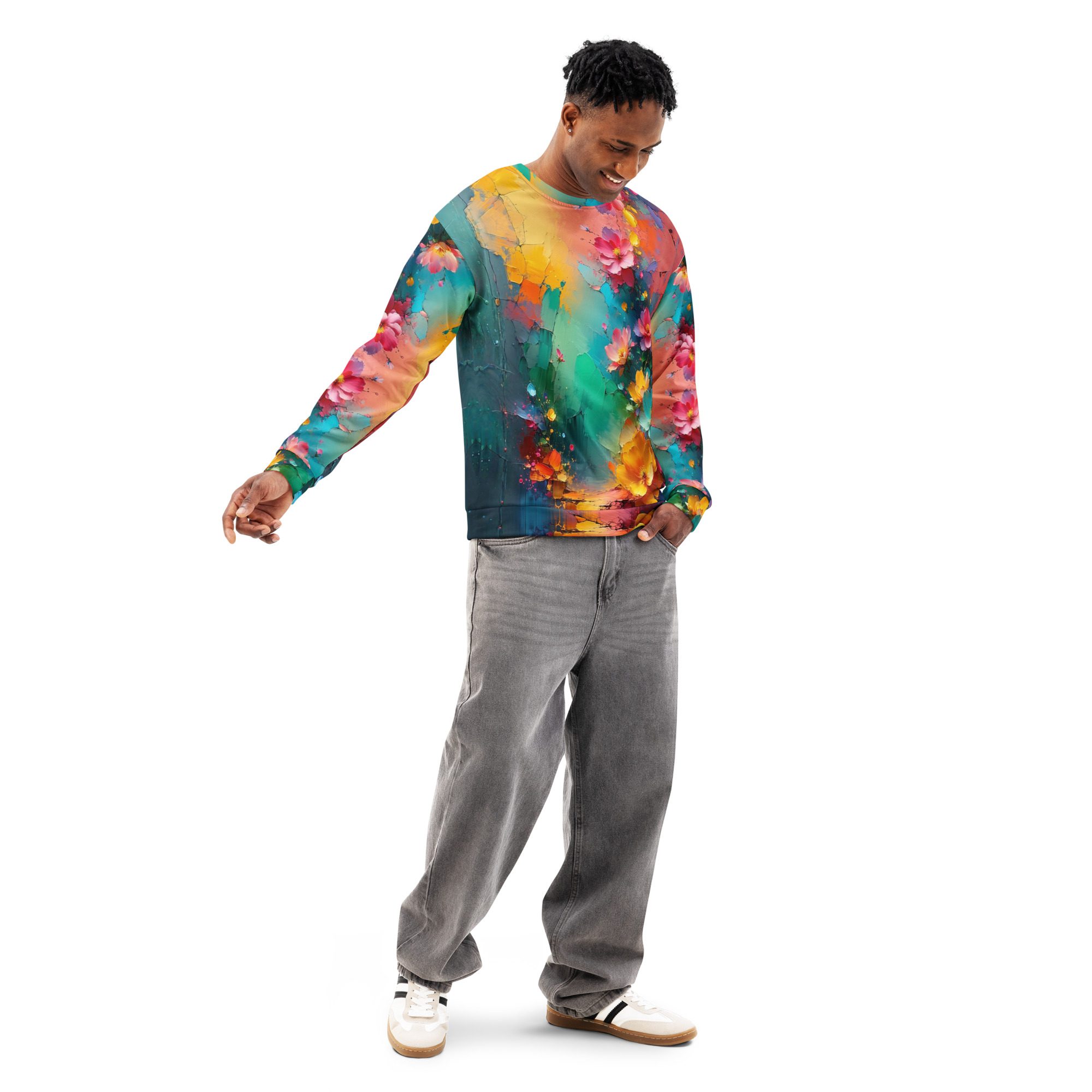 Petals of the Vivid Realm — Unisex Cotton Sweatshirt - Image 5