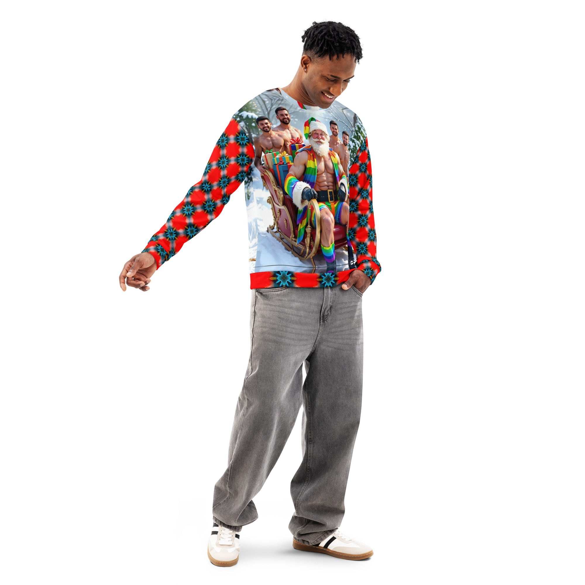 Mr. Claus and His Merry Men – Unisex Cotton Sweatshirt - Image 5