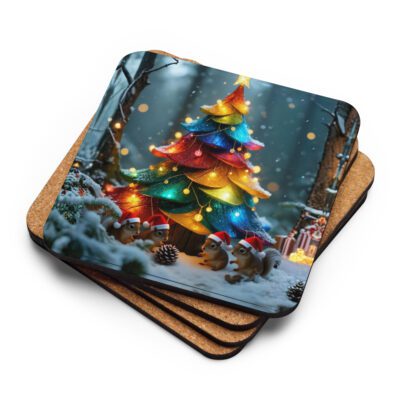 Enchanted Forest Christmas Glow Cork-back Coasters