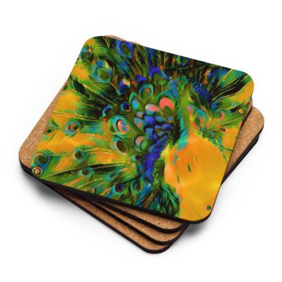 SG’s Mardi Gras’s Peacock of Bourbon Street – Cork-Back Coaster