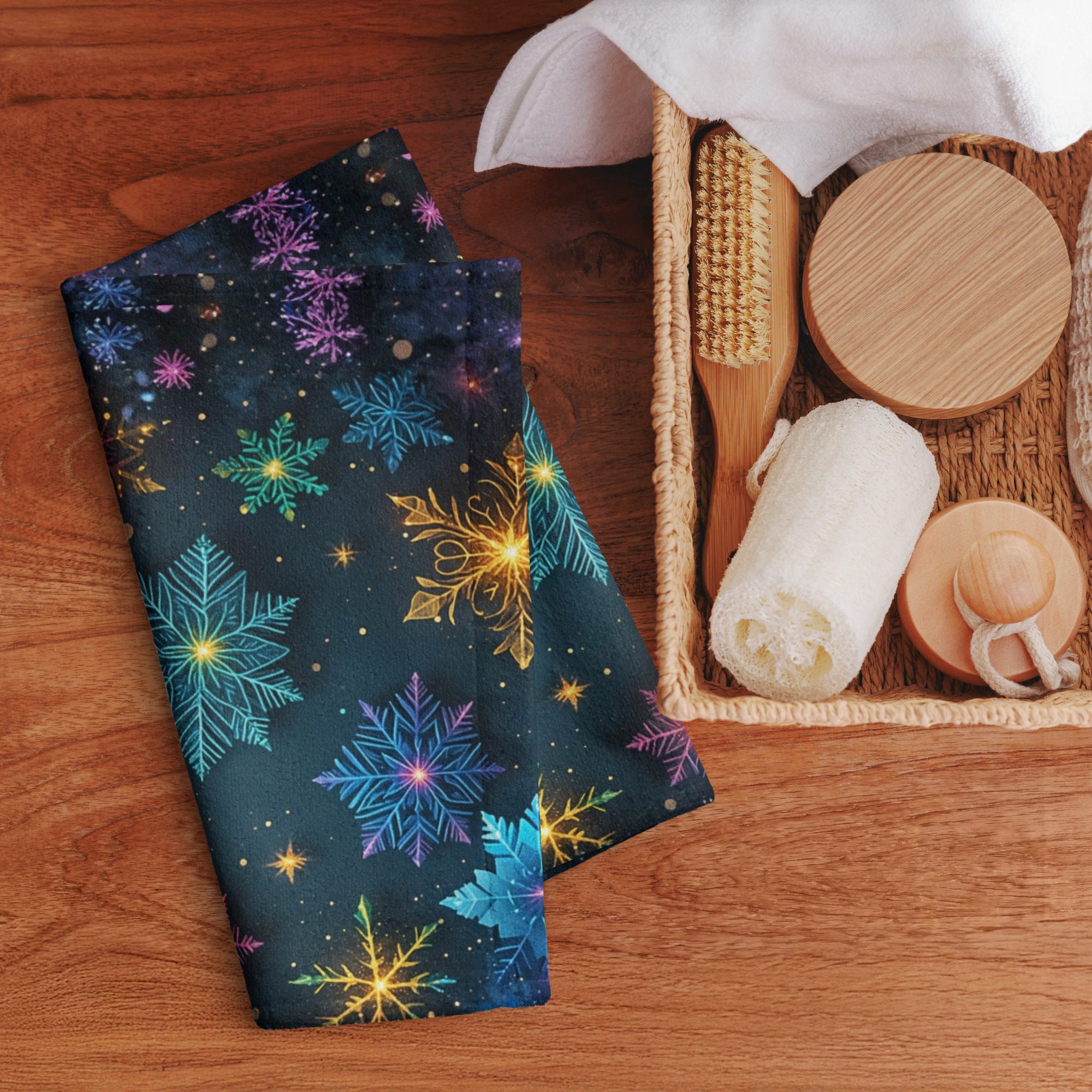 Prism-Kissed Snowflakes – Hand Towel
