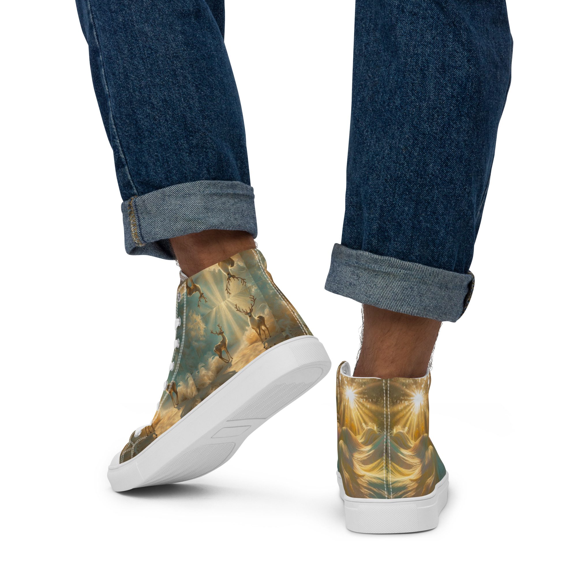 Dreamscape’s Celestial Realm – Men’s High Top Canvas Shoes - Image 15