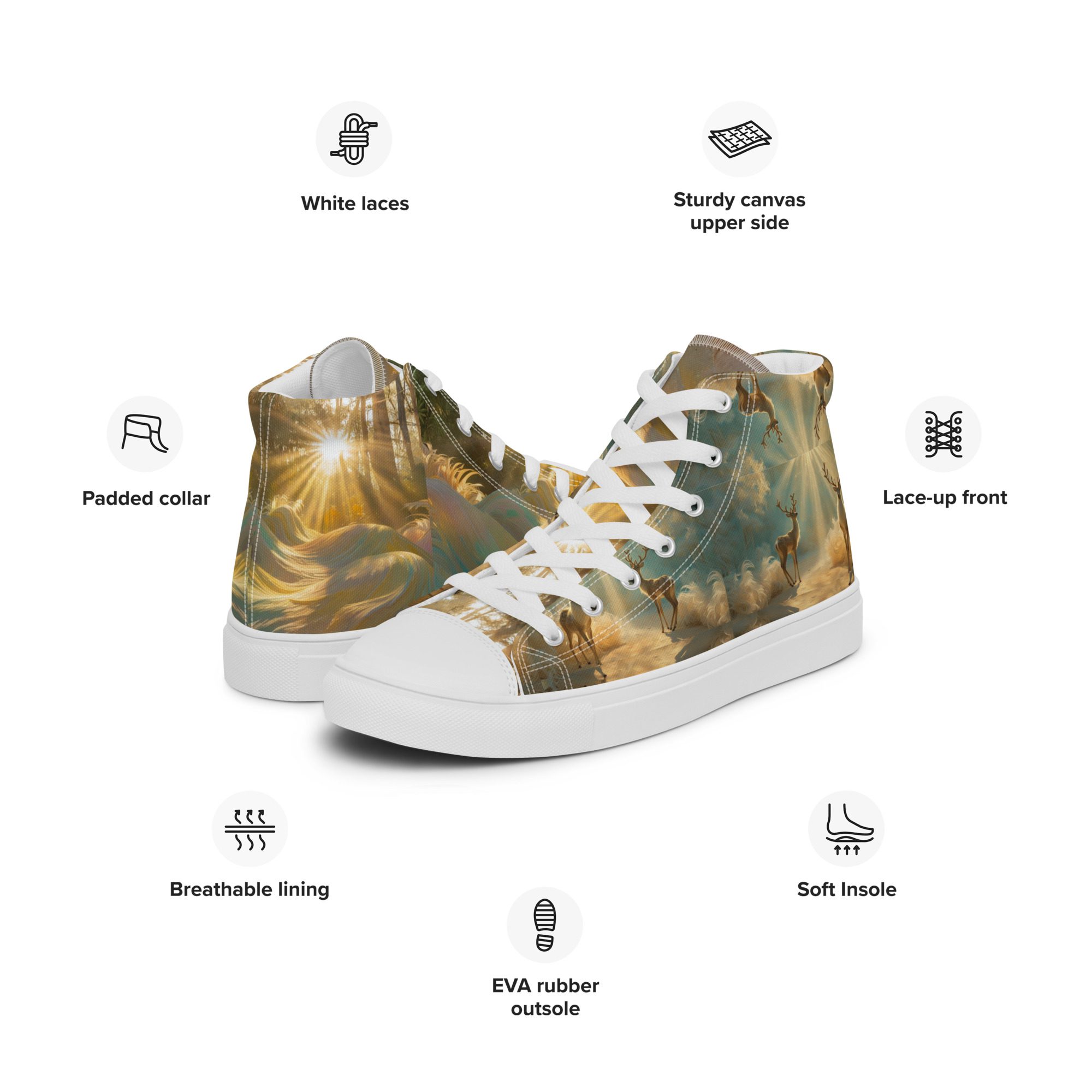 Dreamscape’s Celestial Realm – Men’s High Top Canvas Shoes - Image 10
