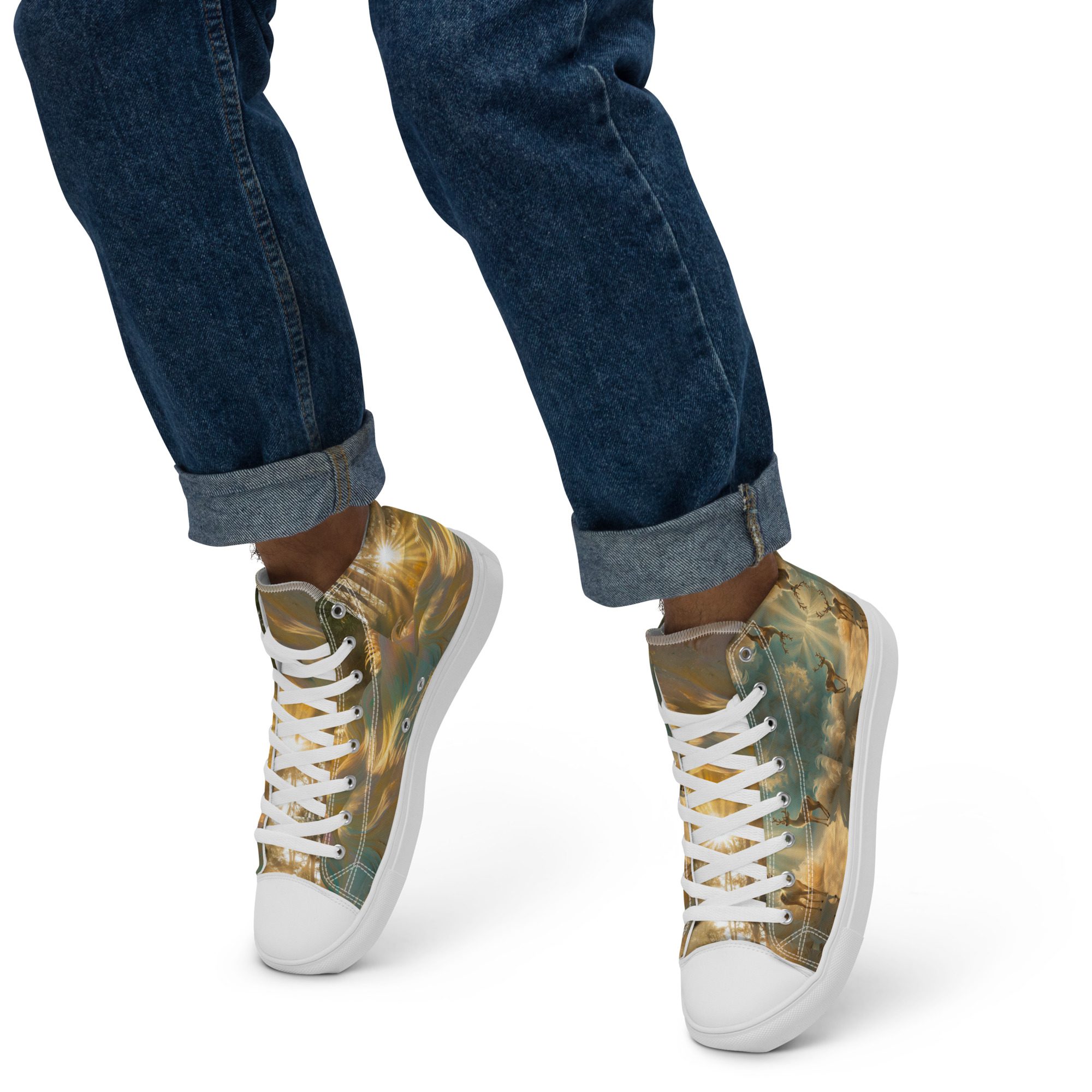 Dreamscape’s Celestial Realm – Men’s High Top Canvas Shoes - Image 14