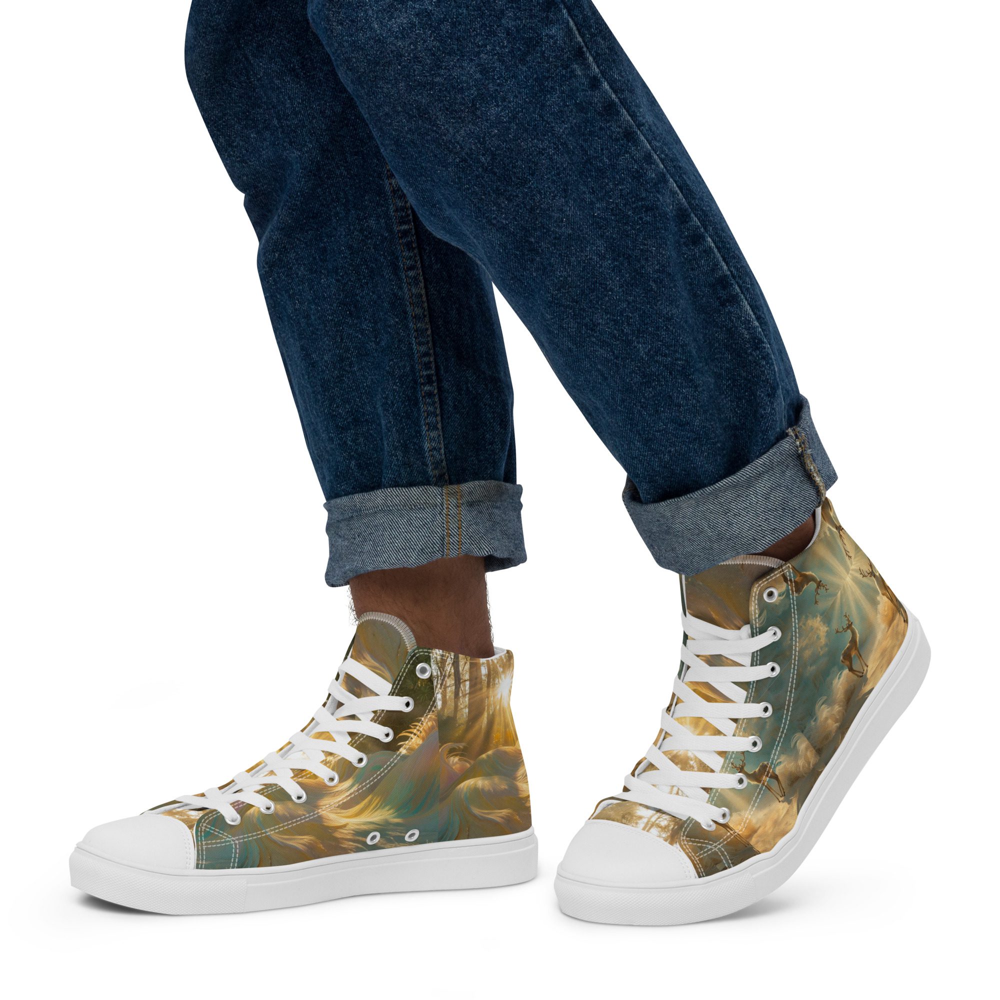 Dreamscape’s Celestial Realm – Men’s High Top Canvas Shoes - Image 16