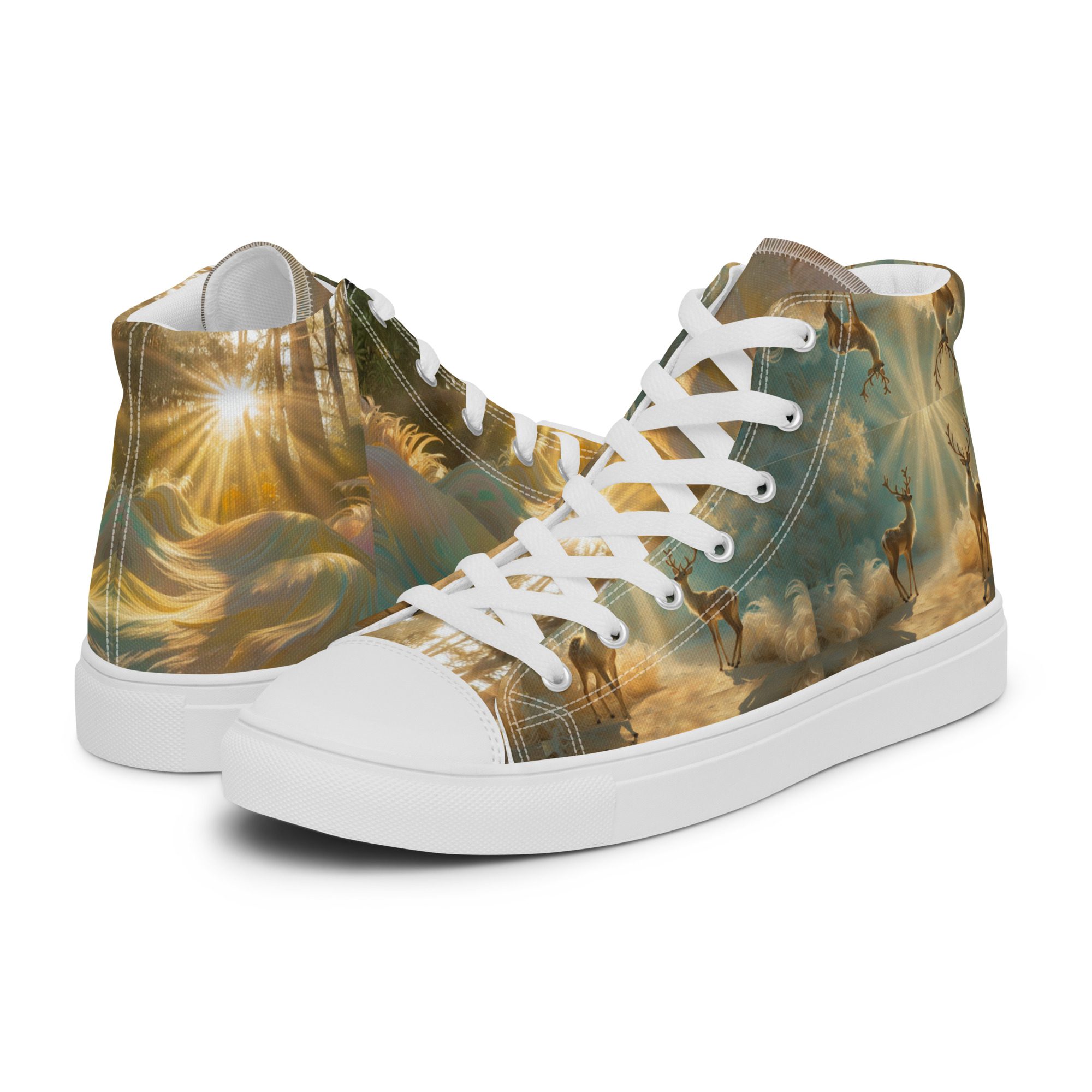 Dreamscape’s Celestial Realm – Men’s High Top Canvas Shoes - Image 22