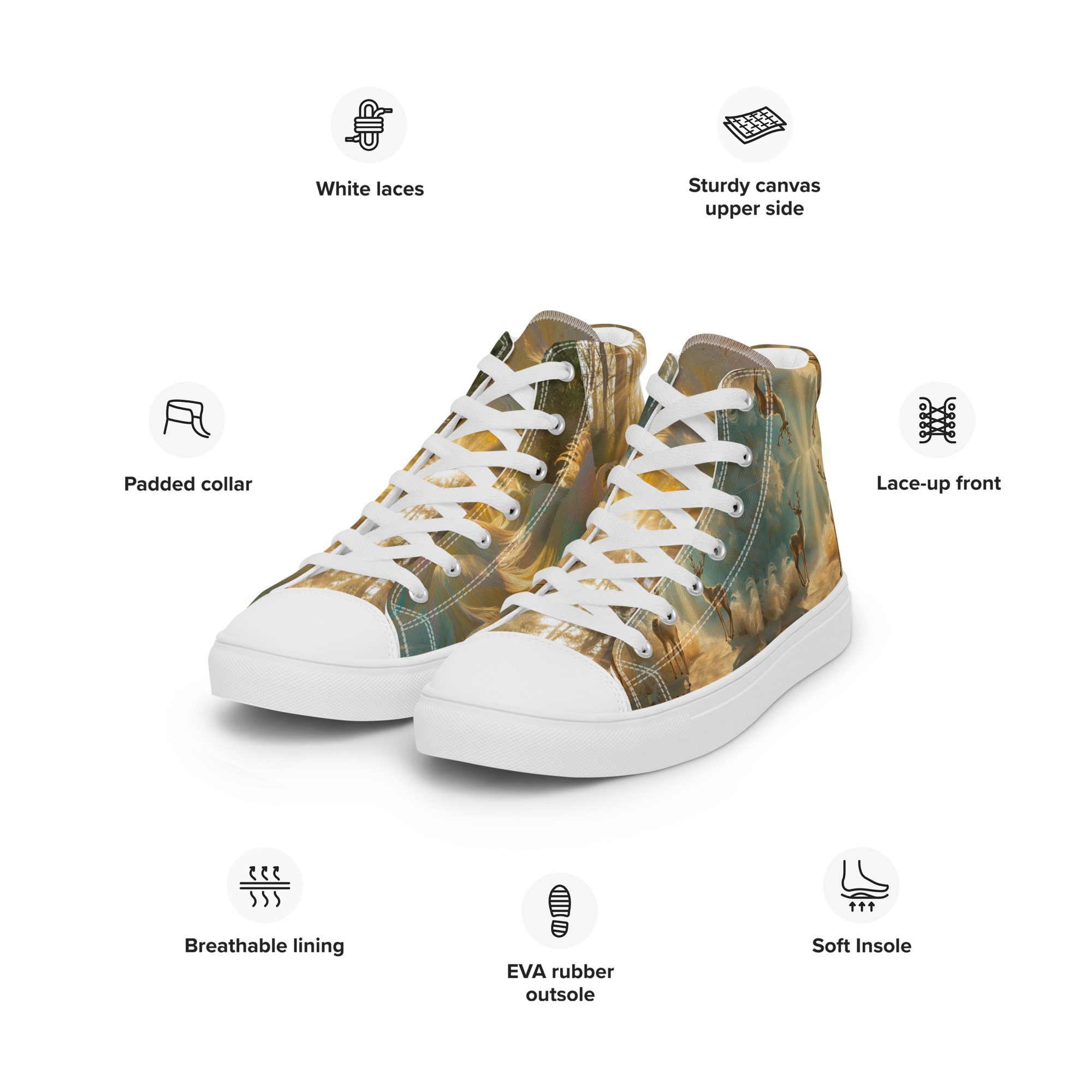 Dreamscape’s Celestial Realm – Men’s High Top Canvas Shoes - Image 11