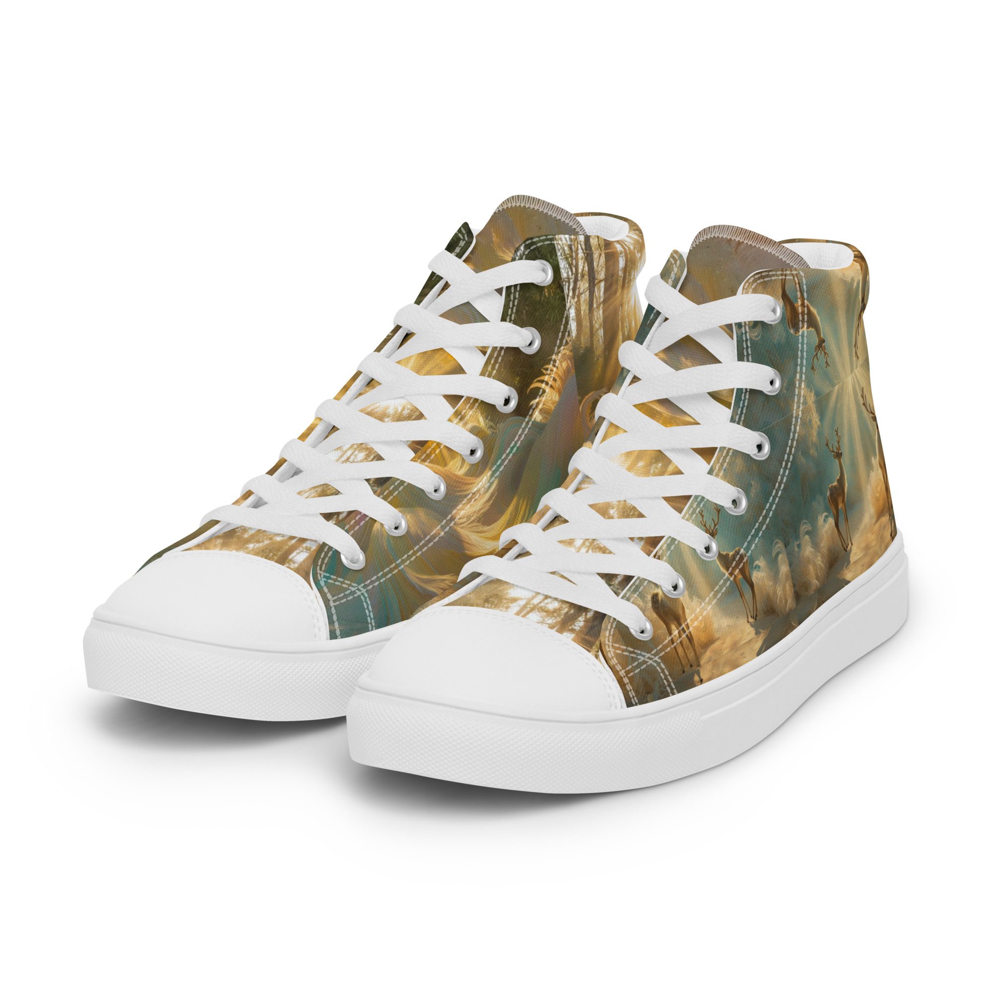 Dreamscape’s Celestial Realm – Men’s High Top Canvas Shoes - Image 29
