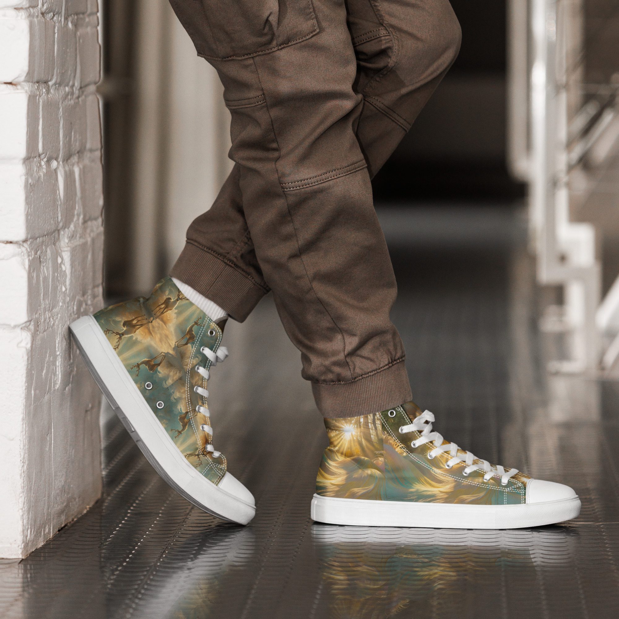 Dreamscape’s Celestial Realm – Men’s High Top Canvas Shoes - Image 2