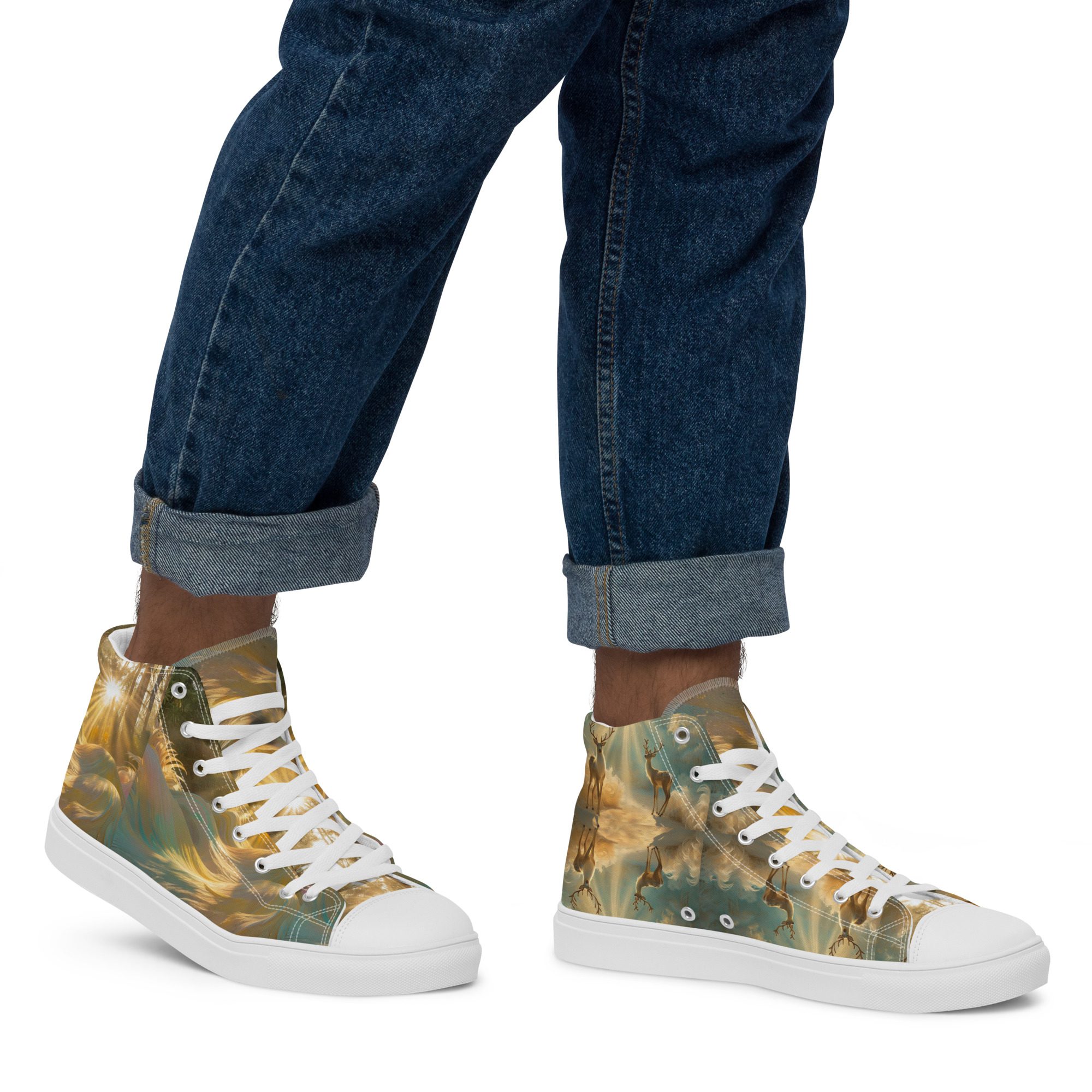 Dreamscape’s Celestial Realm – Men’s High Top Canvas Shoes - Image 4