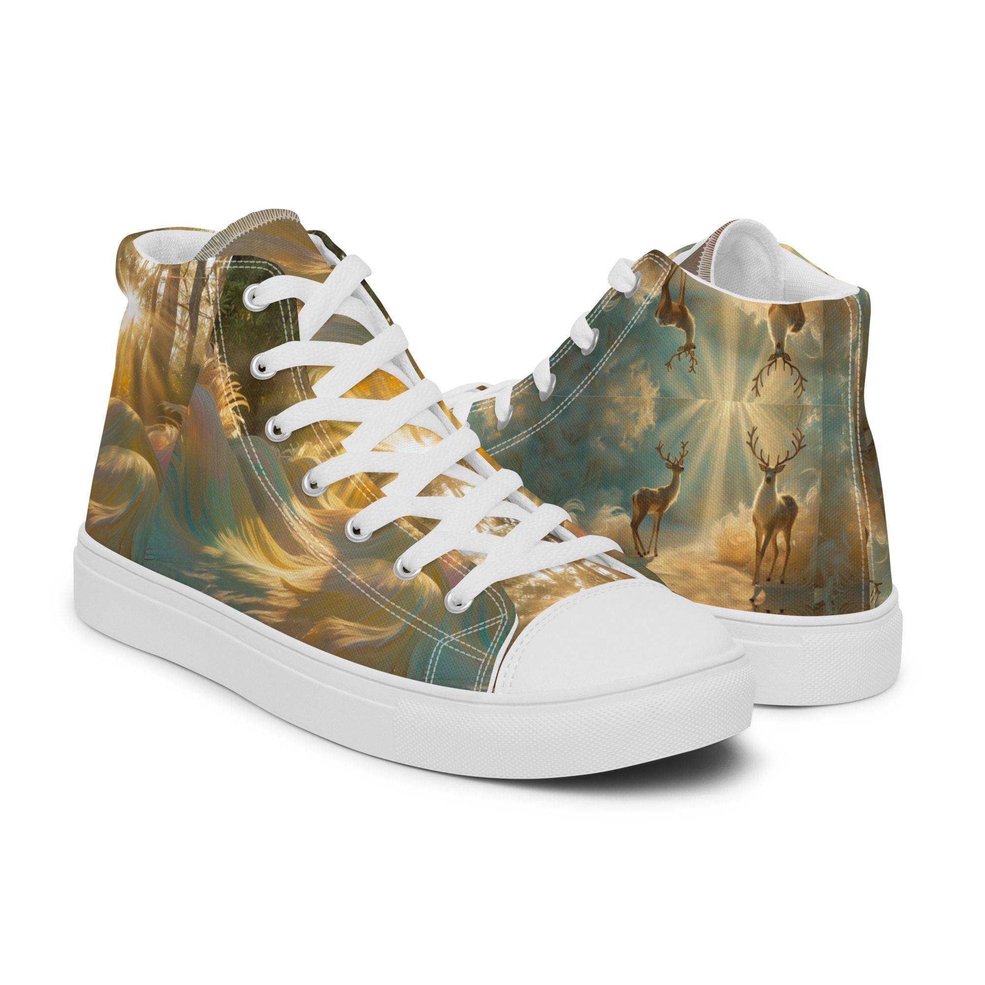 Dreamscape’s Celestial Realm – Men’s High Top Canvas Shoes - Image 21
