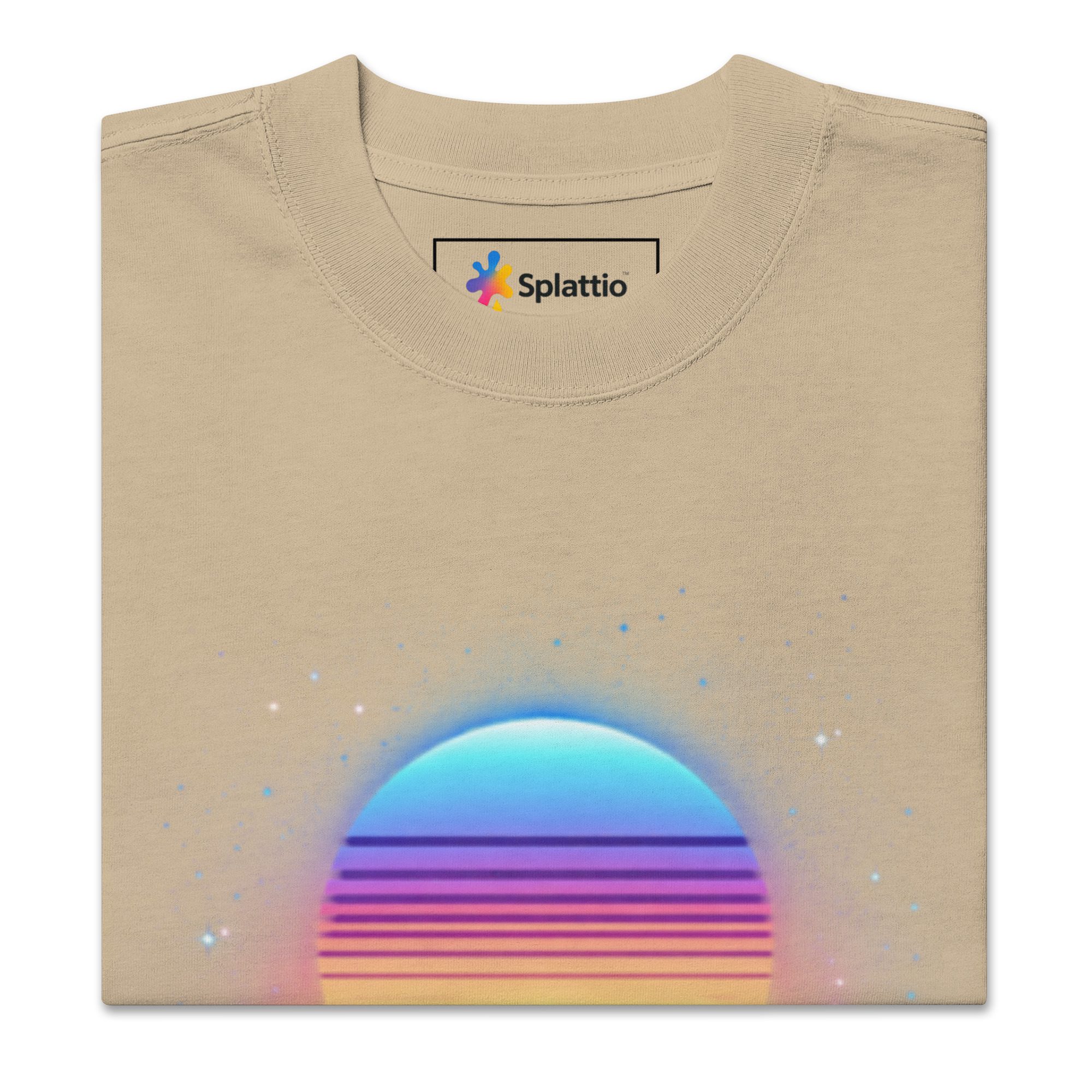 Retro Synthwave Sunset Oversized Tee + “Be Kind, Rewind” Cassette Back - Image 17
