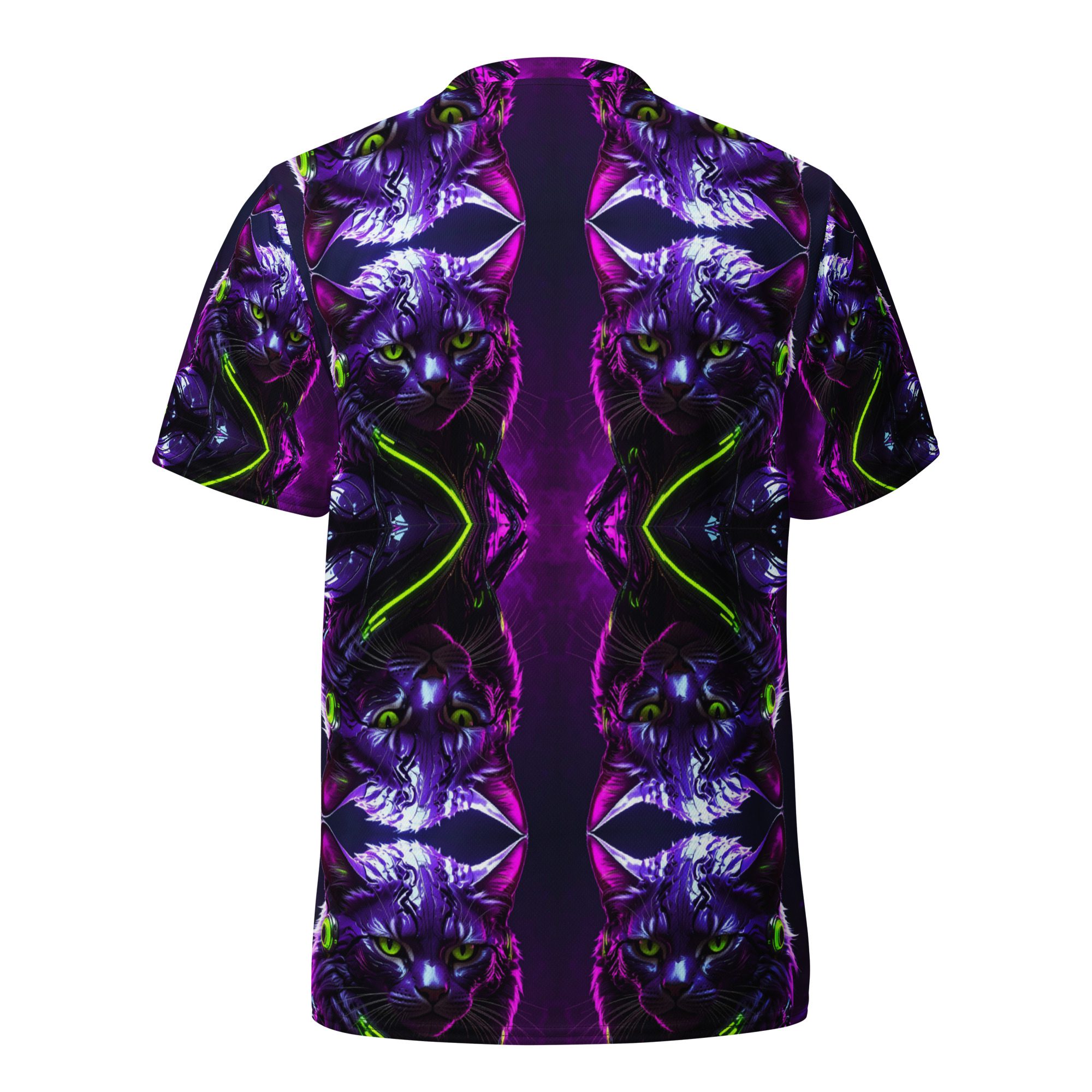 Neon Sovereign: Cyber Feline Mirror — All-Over Print Jersey Shirt - Image 12