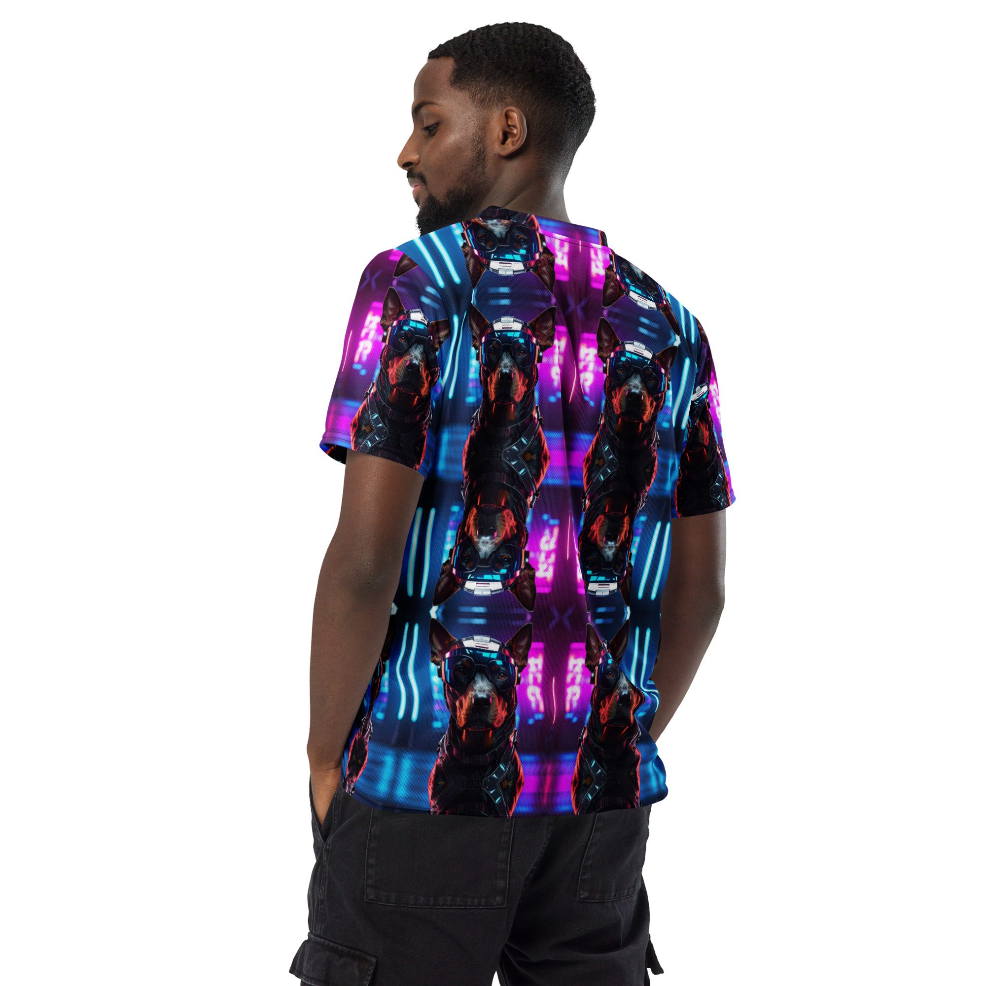 Neon Night Runner: No Replay Recycled Unisex Sports Jersey - Image 7