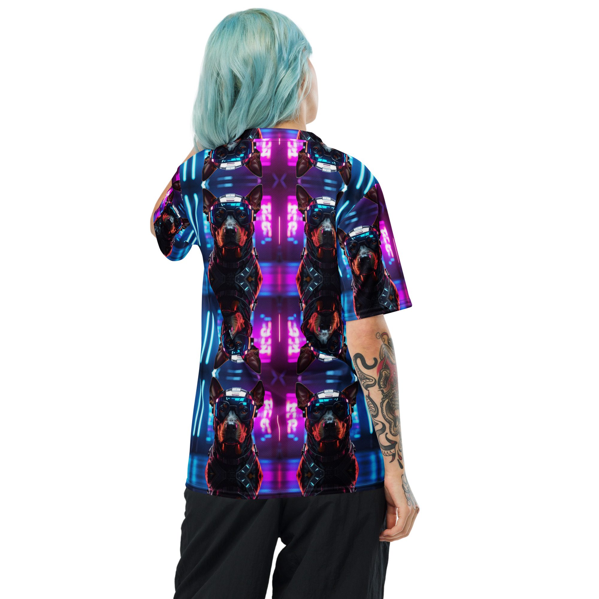 Neon Night Runner: No Replay Recycled Unisex Sports Jersey - Image 3