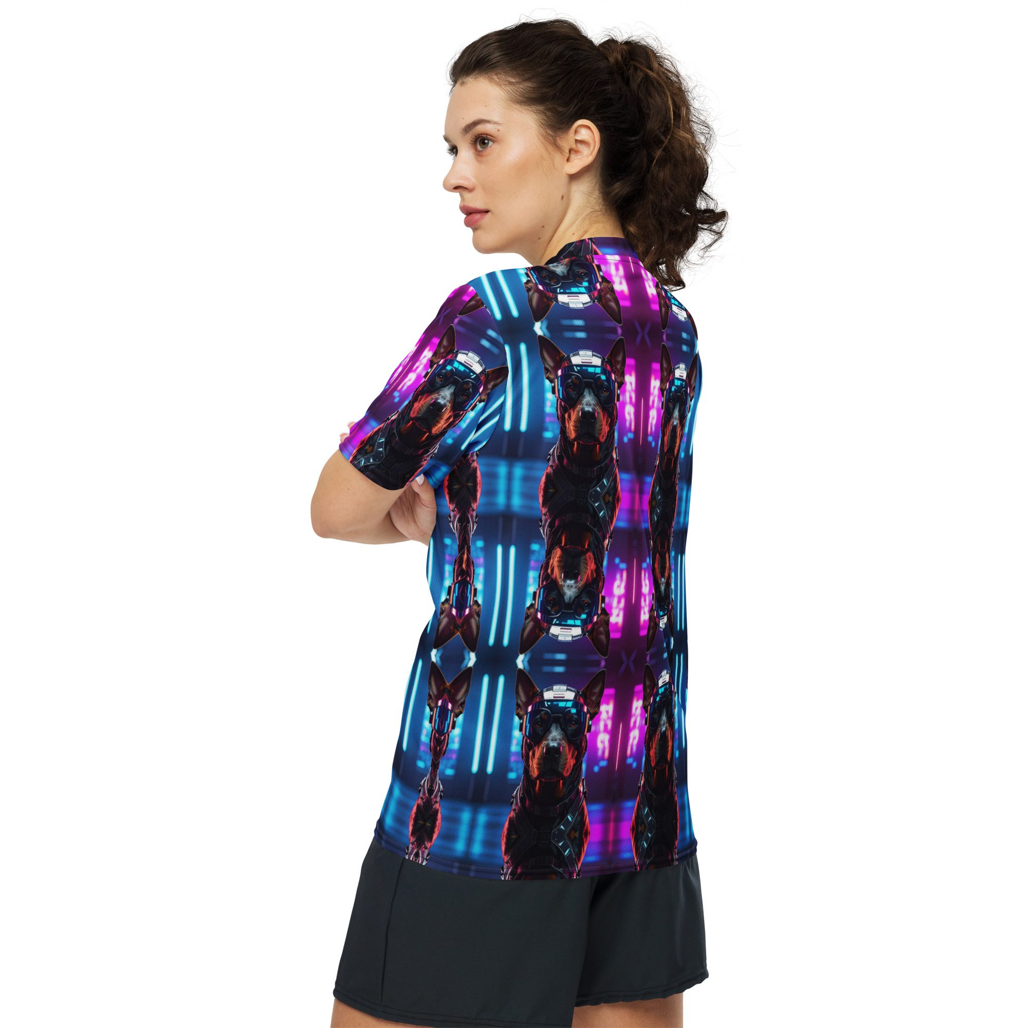 Neon Night Runner: No Replay Recycled Unisex Sports Jersey - Image 5