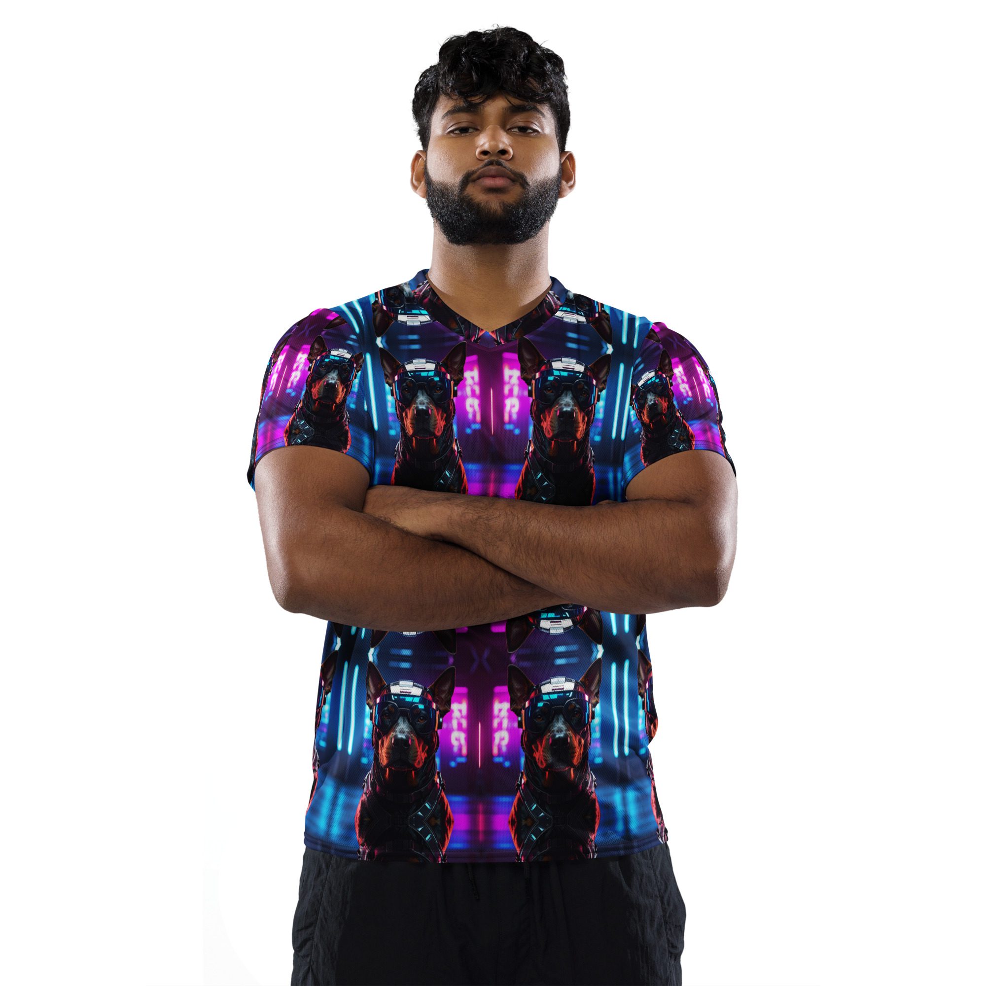 Neon Night Runner: No Replay Recycled Unisex Sports Jersey - Image 14
