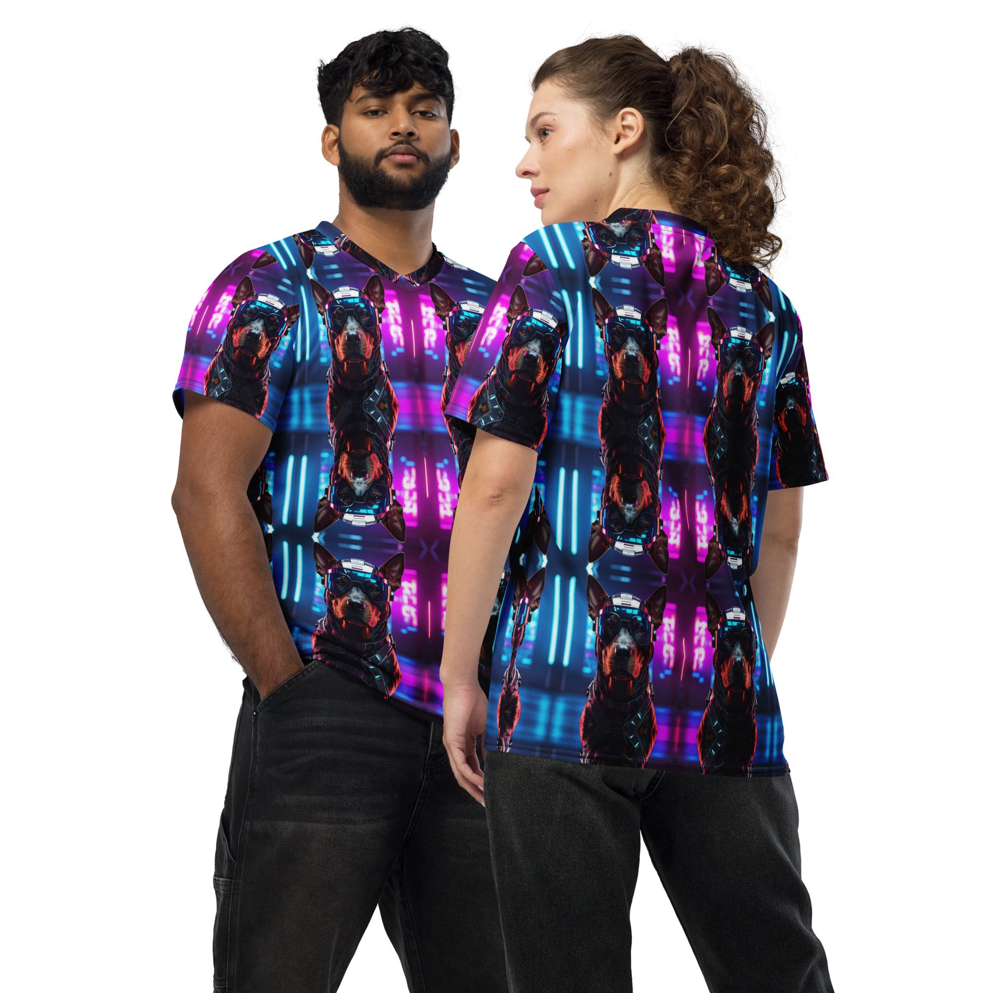 Neon Night Runner: No Replay Recycled Unisex Sports Jersey