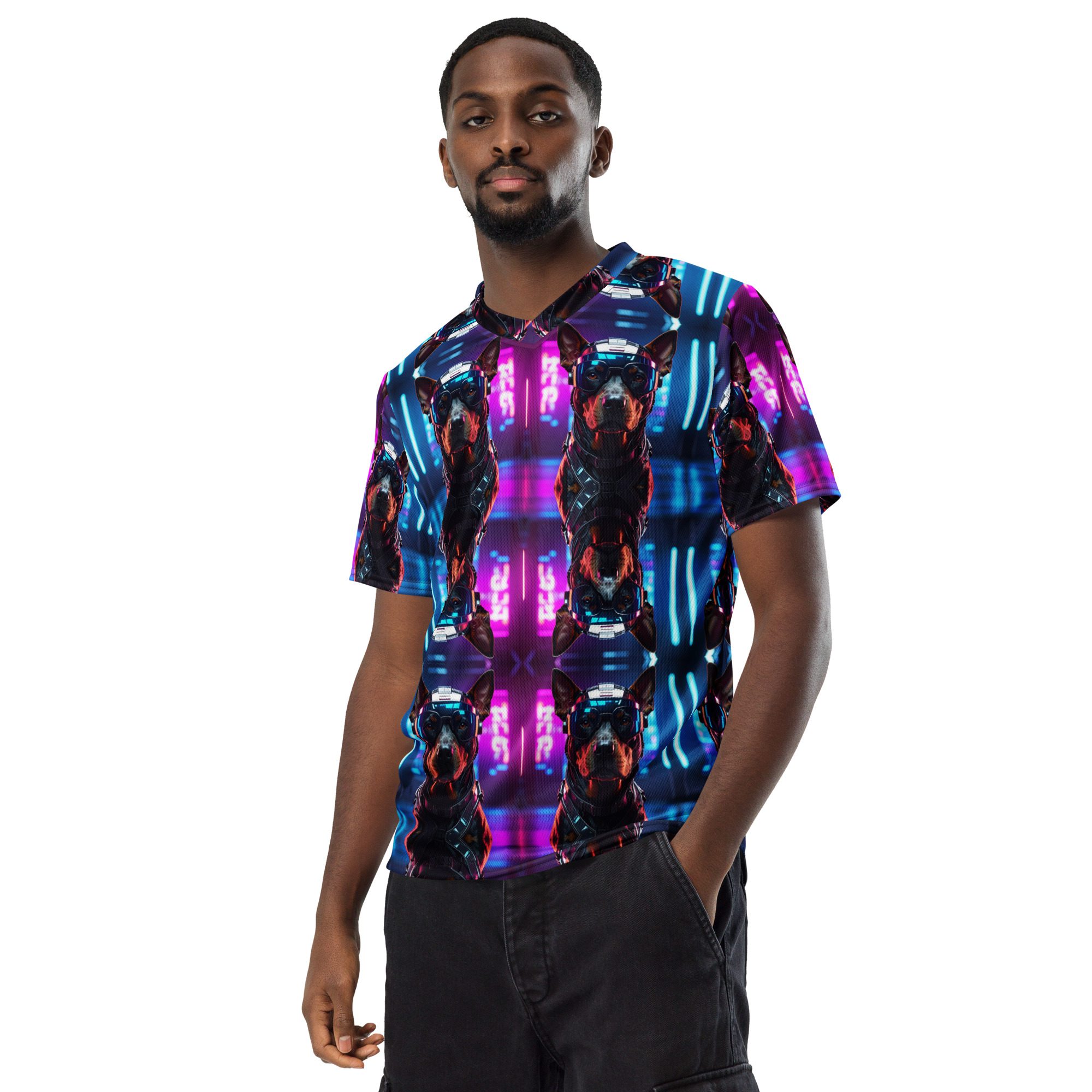 Neon Night Runner: No Replay Recycled Unisex Sports Jersey - Image 6