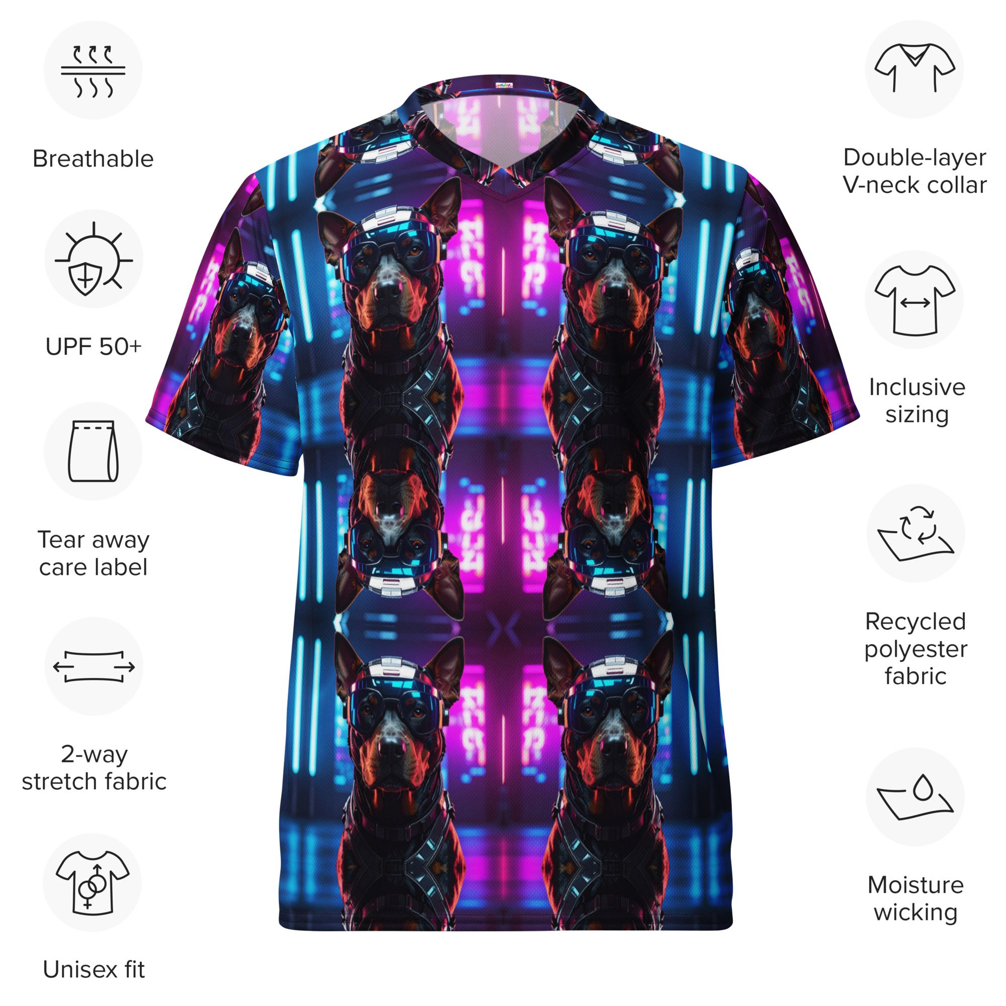Neon Night Runner: No Replay Recycled Unisex Sports Jersey - Image 10