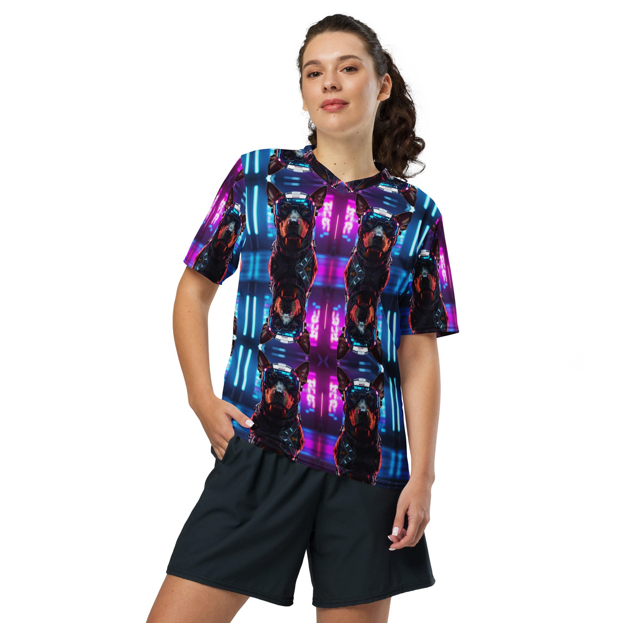 Neon Night Runner: No Replay Recycled Unisex Sports Jersey - Image 4