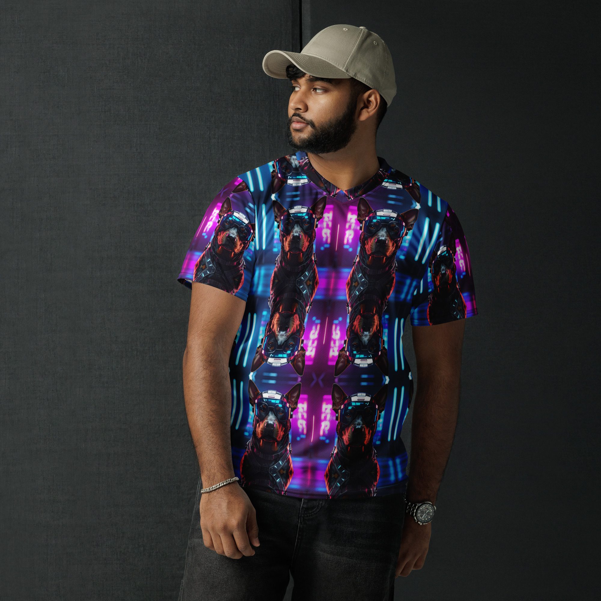 Neon Night Runner: No Replay Recycled Unisex Sports Jersey - Image 13