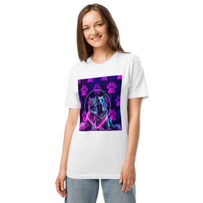 Electric Alpha: Love in the Pawlight  Unisex Fine Jersey Tee