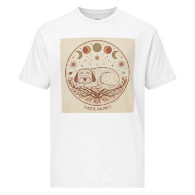 Peaceful Paw Phases: Celestial Slumber Unisex Fine Jersey Tee