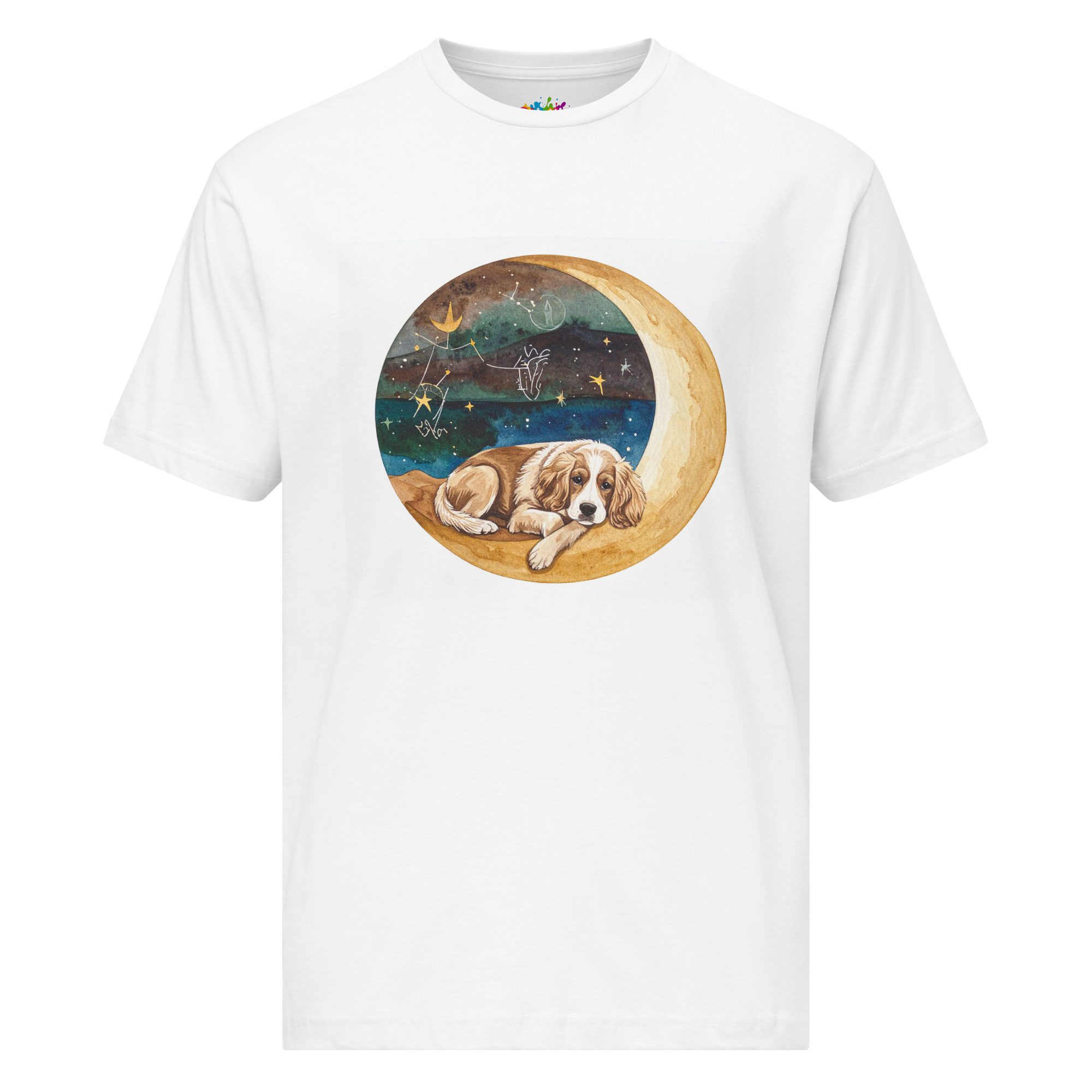 Crescent of Comfort: The Sleeping Stargazer Unisex Fine Jersey Tee - Image 2