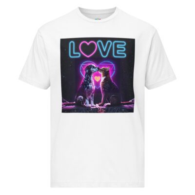 Neon Love Frequency: Paws in Sync Unisex Fine Jersey Tee