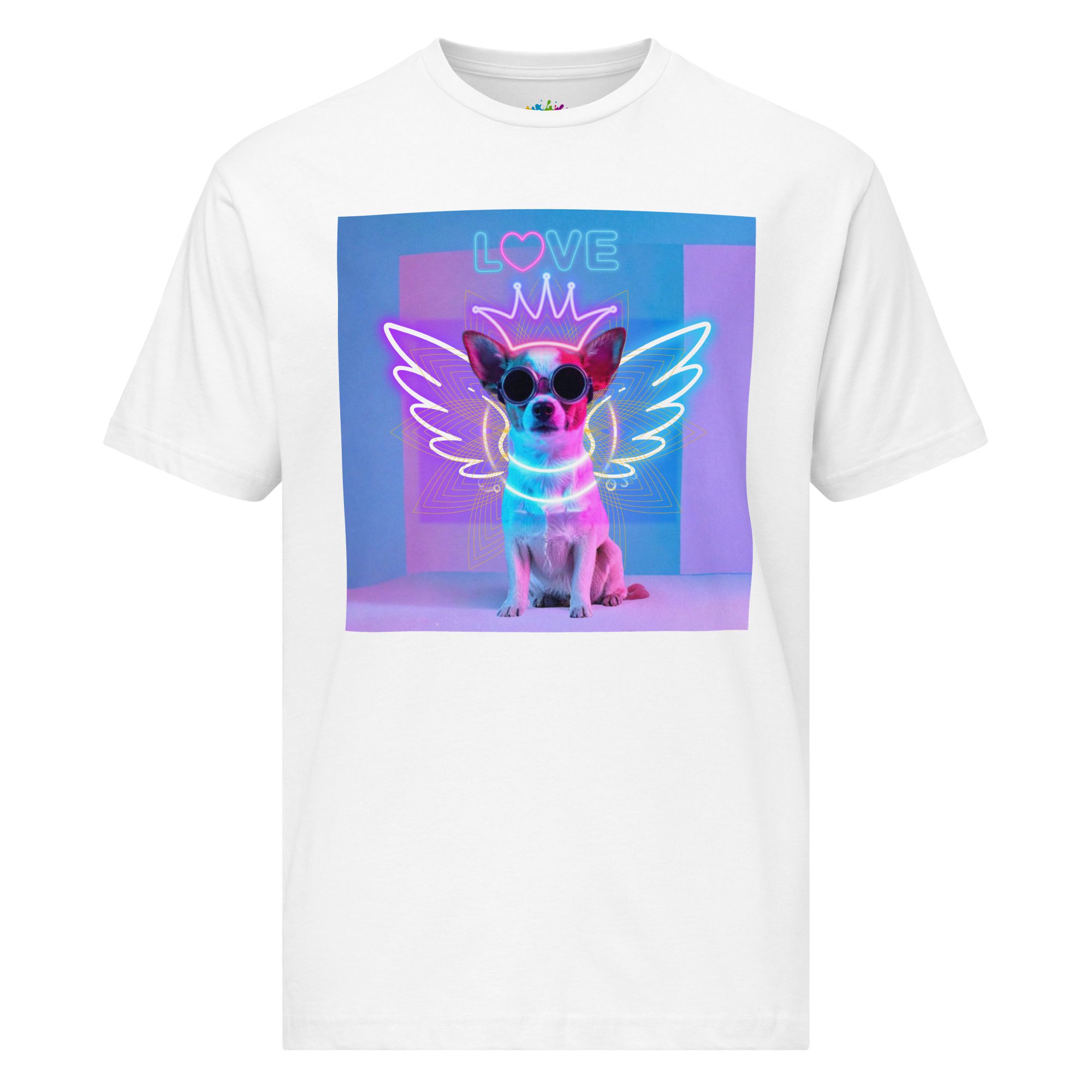 Digital Love Oracle: Cyber Angel Pup – Unisex Fine Jersey Tee - Image 2