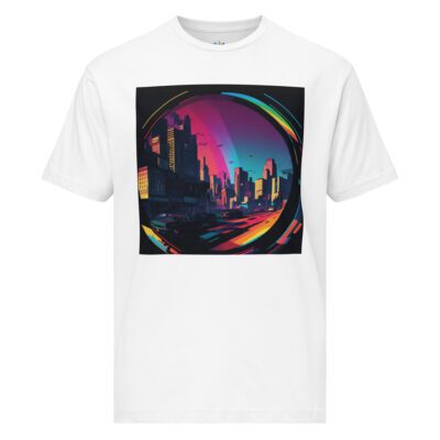 Midnight Skyline Drift: Chrome Nights & Rainbow Lights - Unisex Fine Jersey Tee