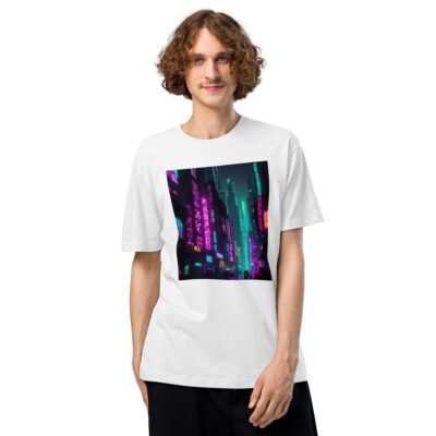 Neon Cyberpunk City: Y2K Synthwave Street  Unisex Fine Jersey Tee