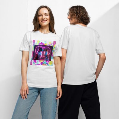 Two Tails, One Heart: Heartbeats & Romance  Unisex Fine Jersey Tee