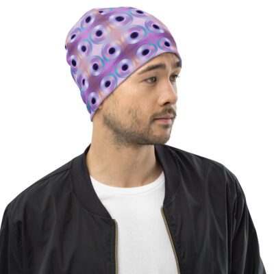 Iris Protocol: Violet Scan All-Over Print Beanie