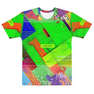 Neon System Override — Cyber Glitch Interface in Y2K Festival Streetwear | Futuristic Techwear Aesthetic | Men’s Cotton Crew Neck T-Shirt